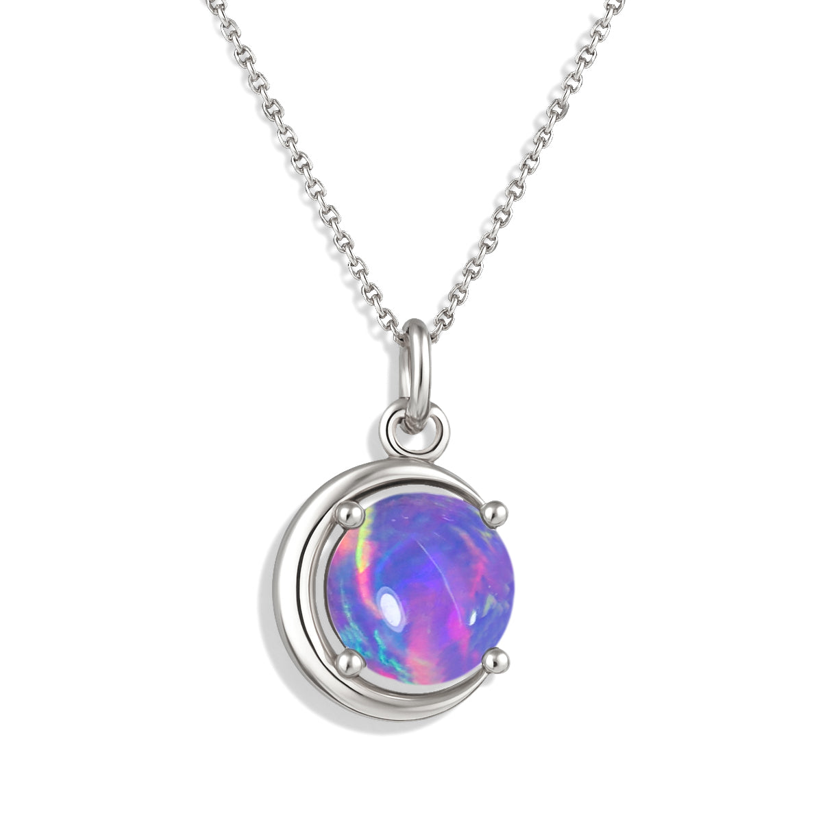 Lavender Opal 8mm Round Solitaire Pendant Necklace 925 Sterling Silver Jewelry