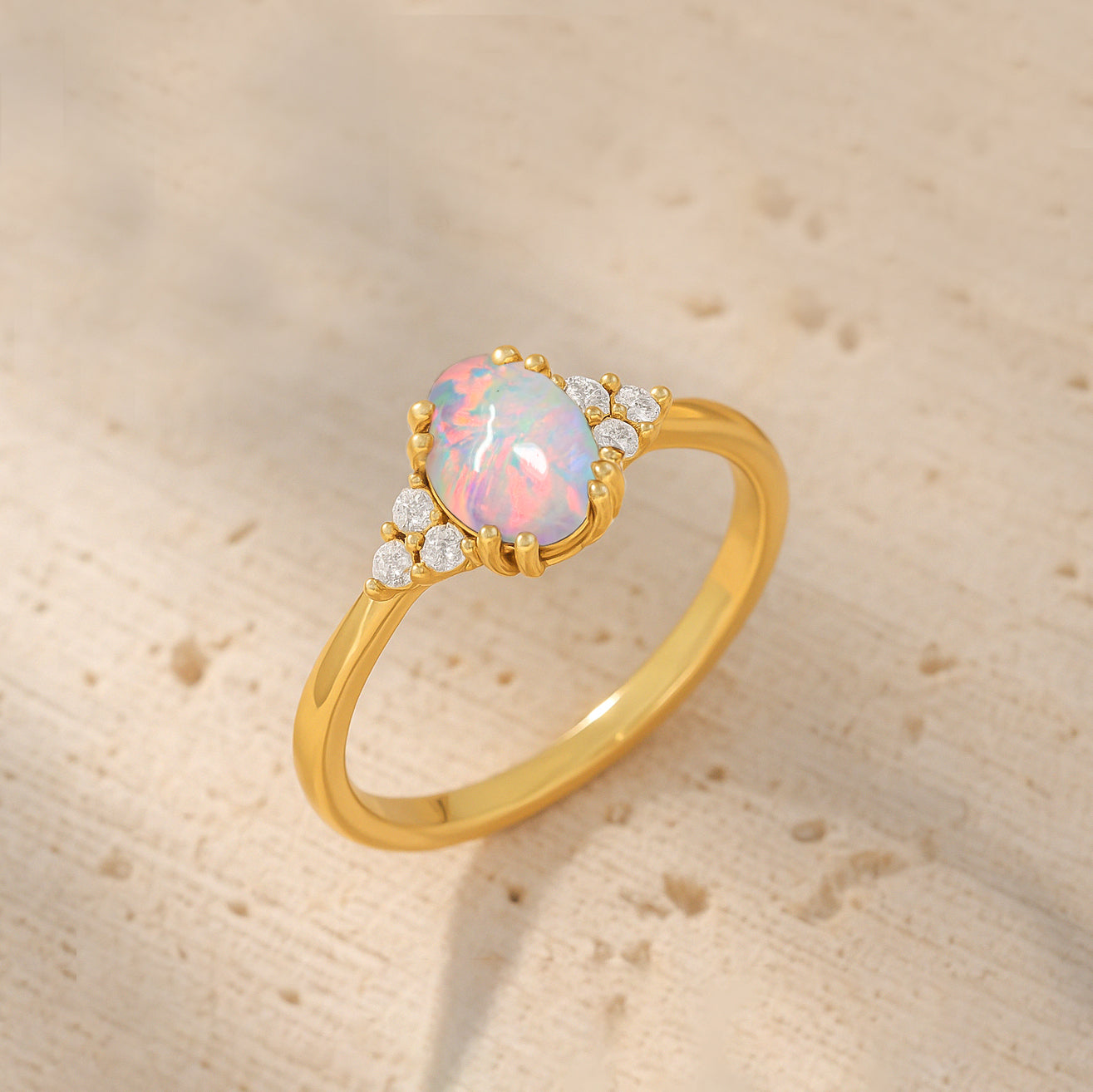 925 Sterling Silver White Opal Oval Solitaire Ring Fine Jewelry