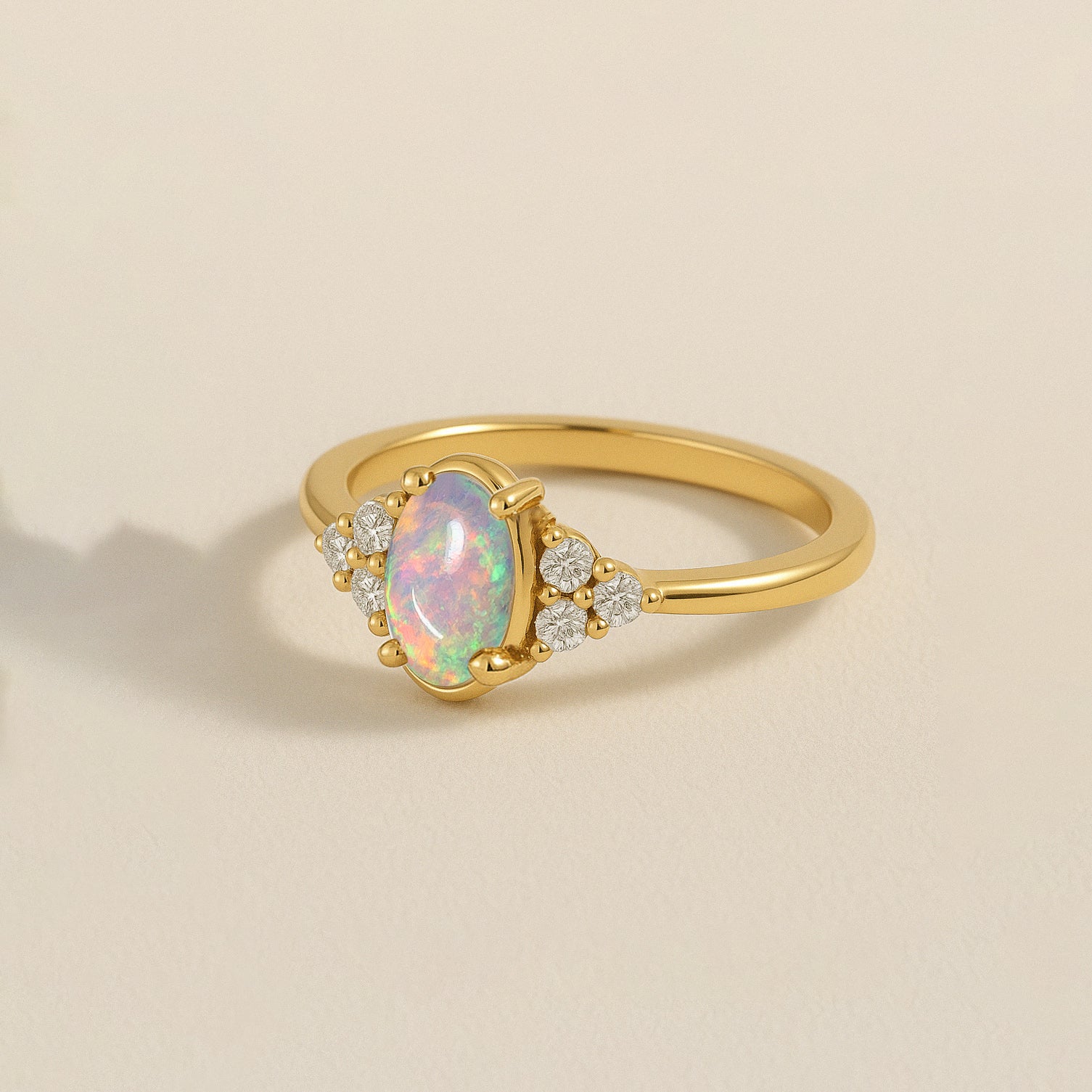925 Sterling Silver White Opal Oval Solitaire Ring Fine Jewelry