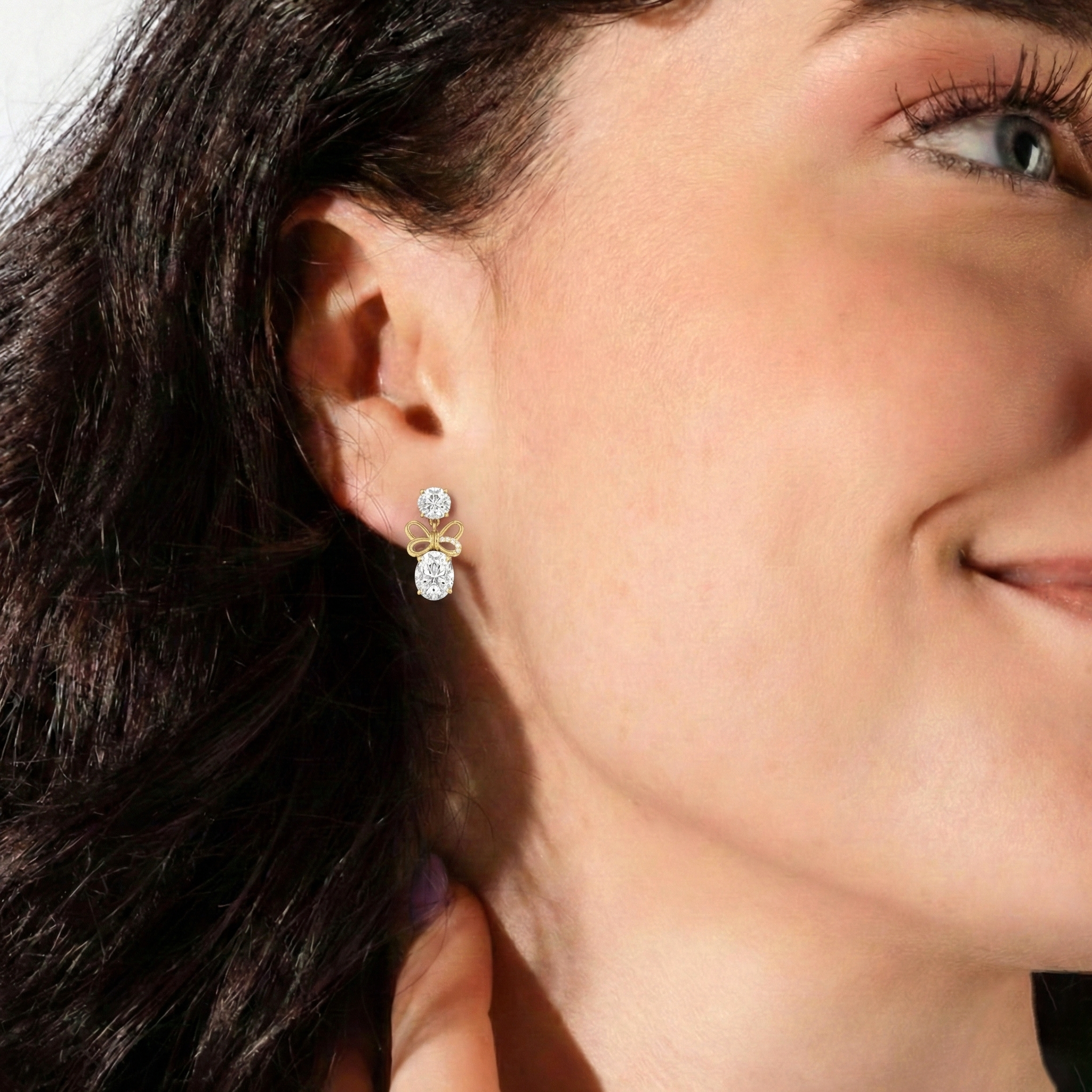 Simulated Diamond CZ Round and Oval Stud Earring in 925 Sterling Silver 6 MM 5-ct.