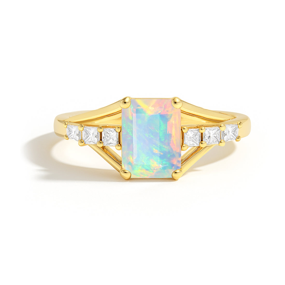 White Ethiopian Opal Octagon Gemstone Statement Ring