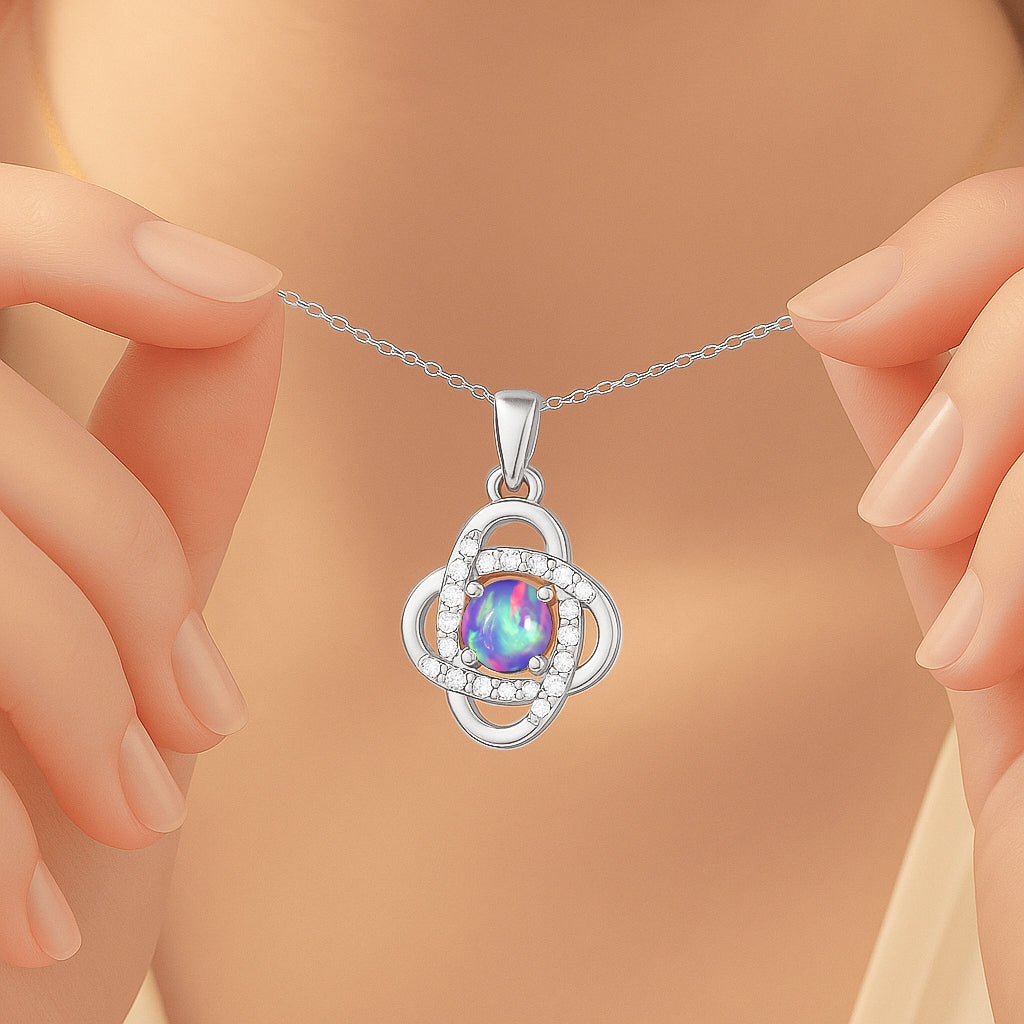 Genuine Lavender Opal Statement Pendant Necklace
