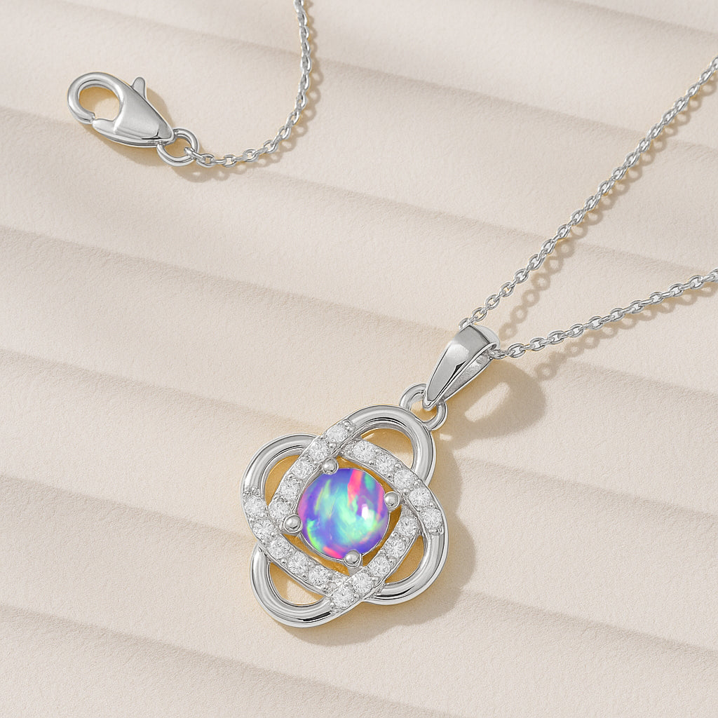 Genuine Lavender Opal Statement Pendant Necklace