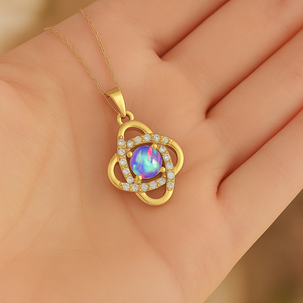 Genuine Lavender Opal Statement Pendant Necklace
