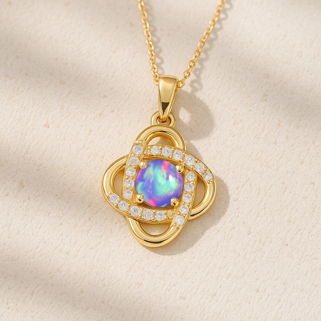 Genuine Lavender Opal Statement Pendant Necklace