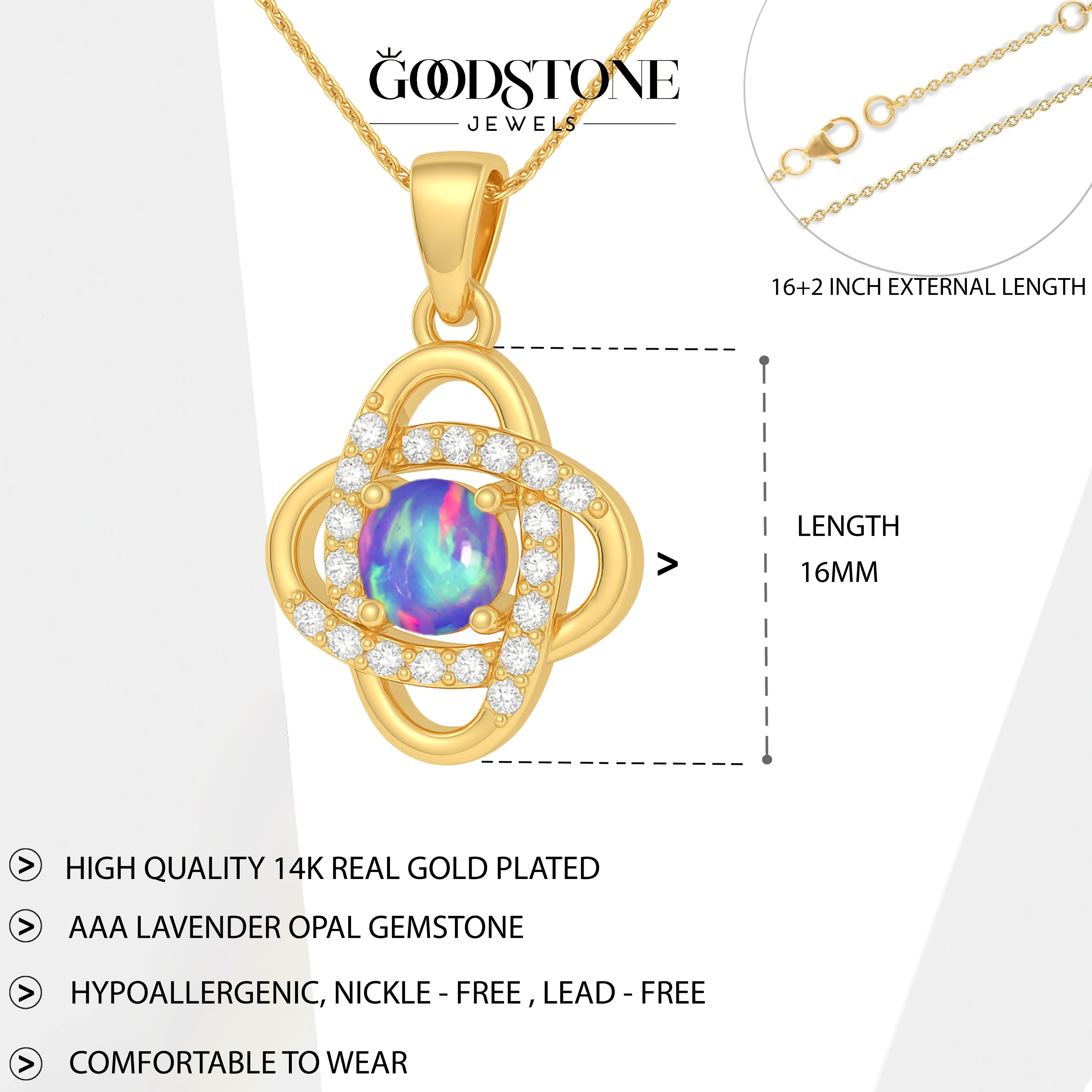 Genuine Lavender Opal Statement Pendant Necklace