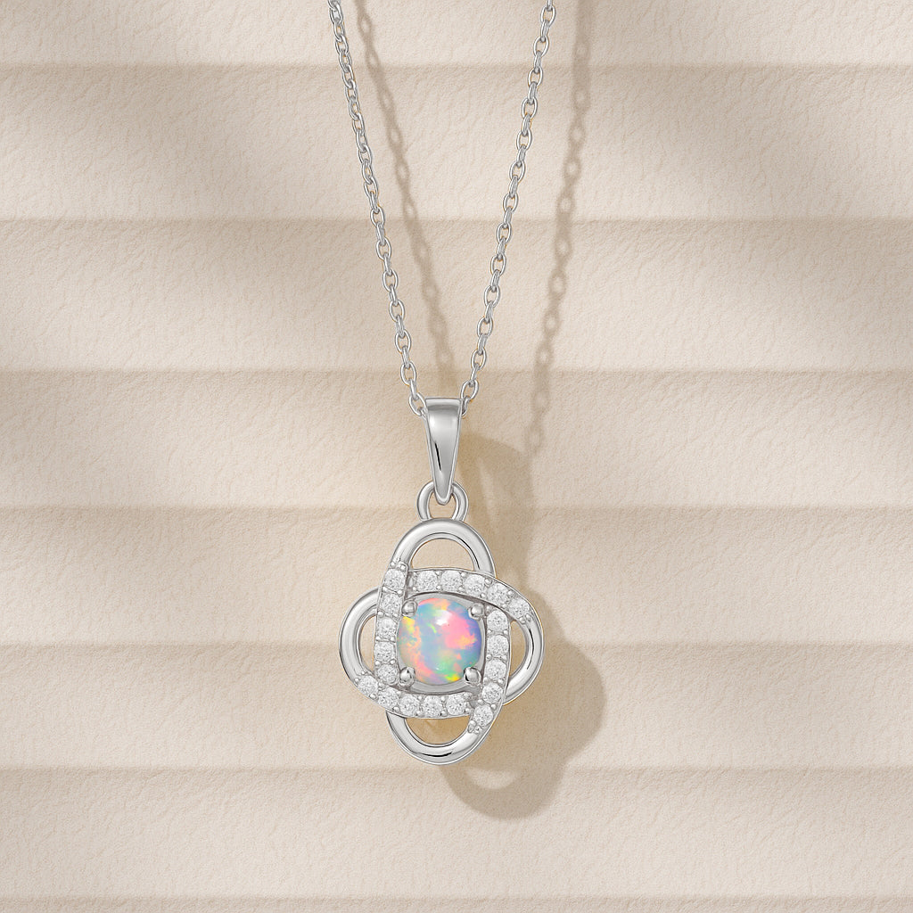 Natural Multifire White Opal Statement Pendant Necklace