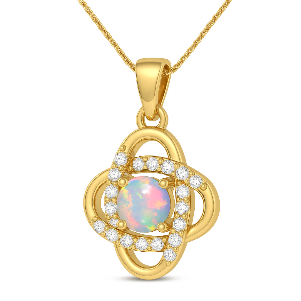 Natural Multifire White Opal Statement Pendant Necklace