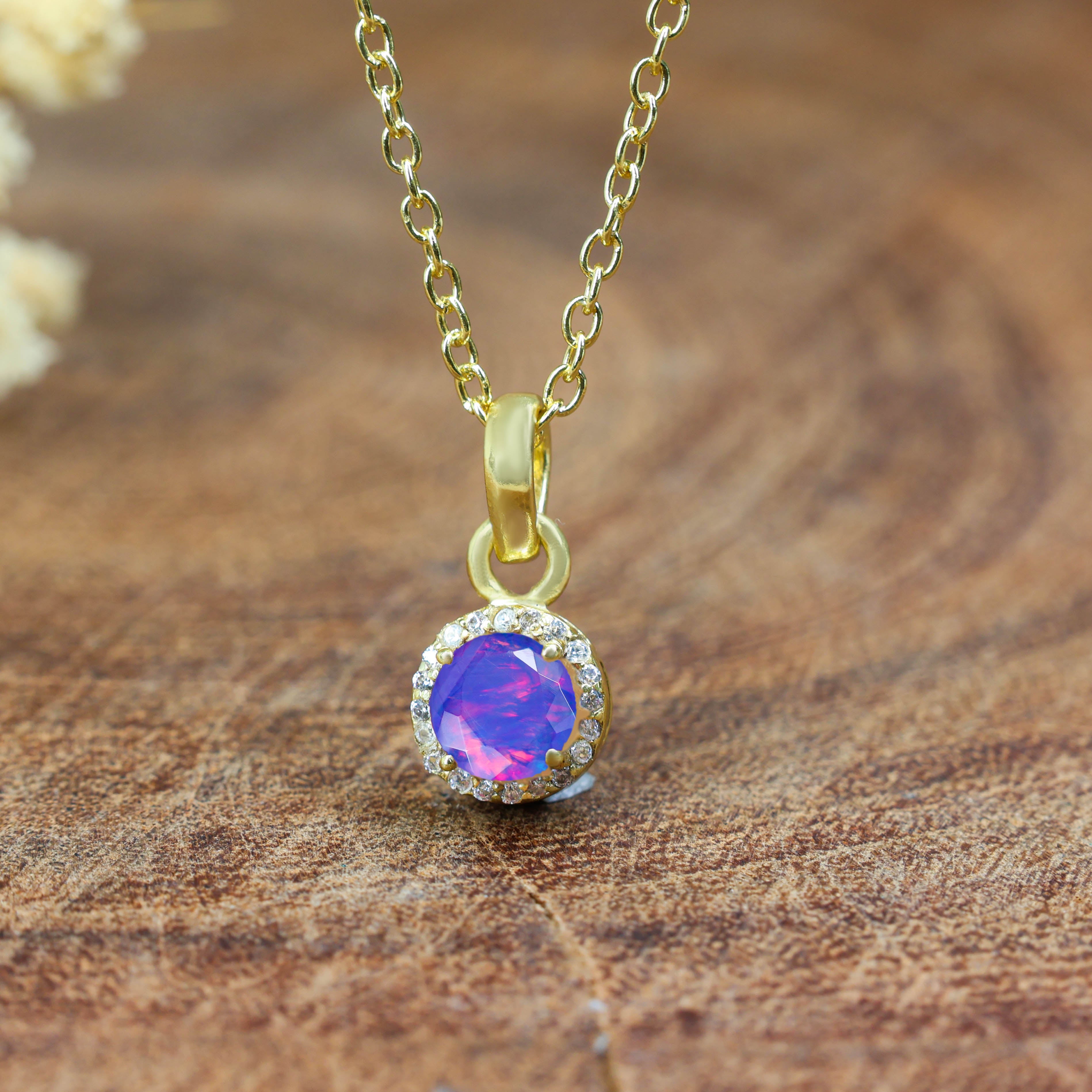 Lavender Opal Pendant Necklace