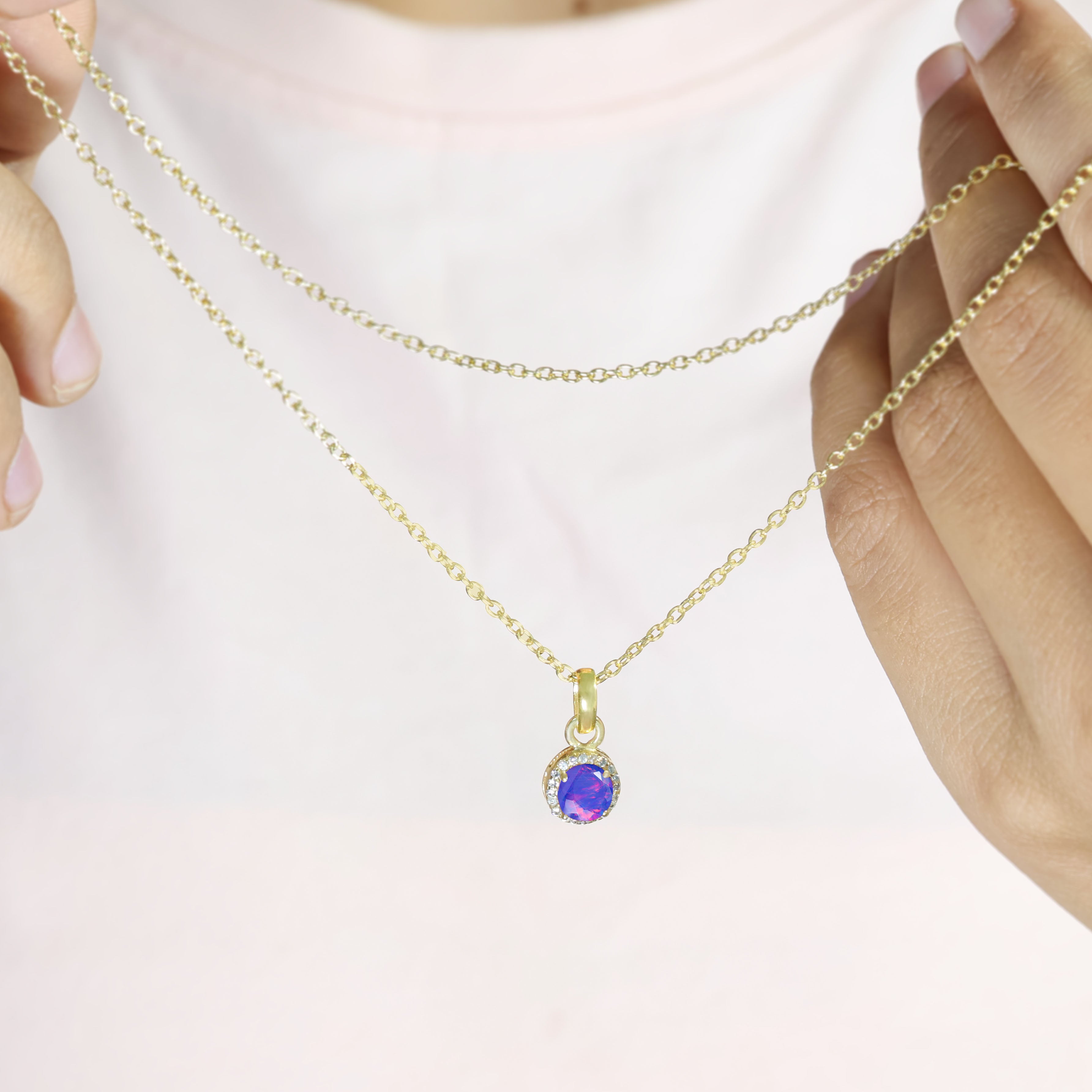 Lavender Opal Pendant Necklace1