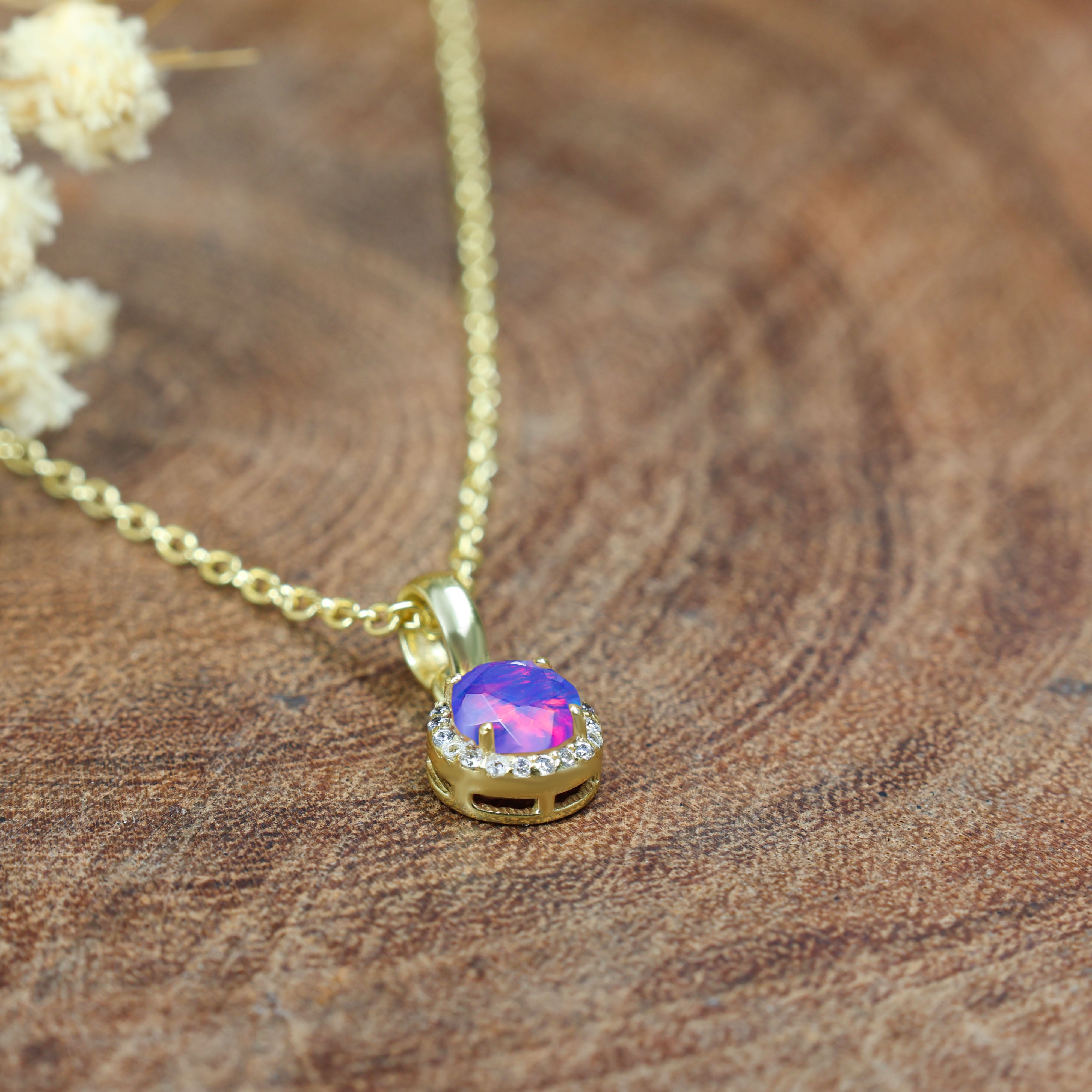 Lavender Opal Pendant Necklace3