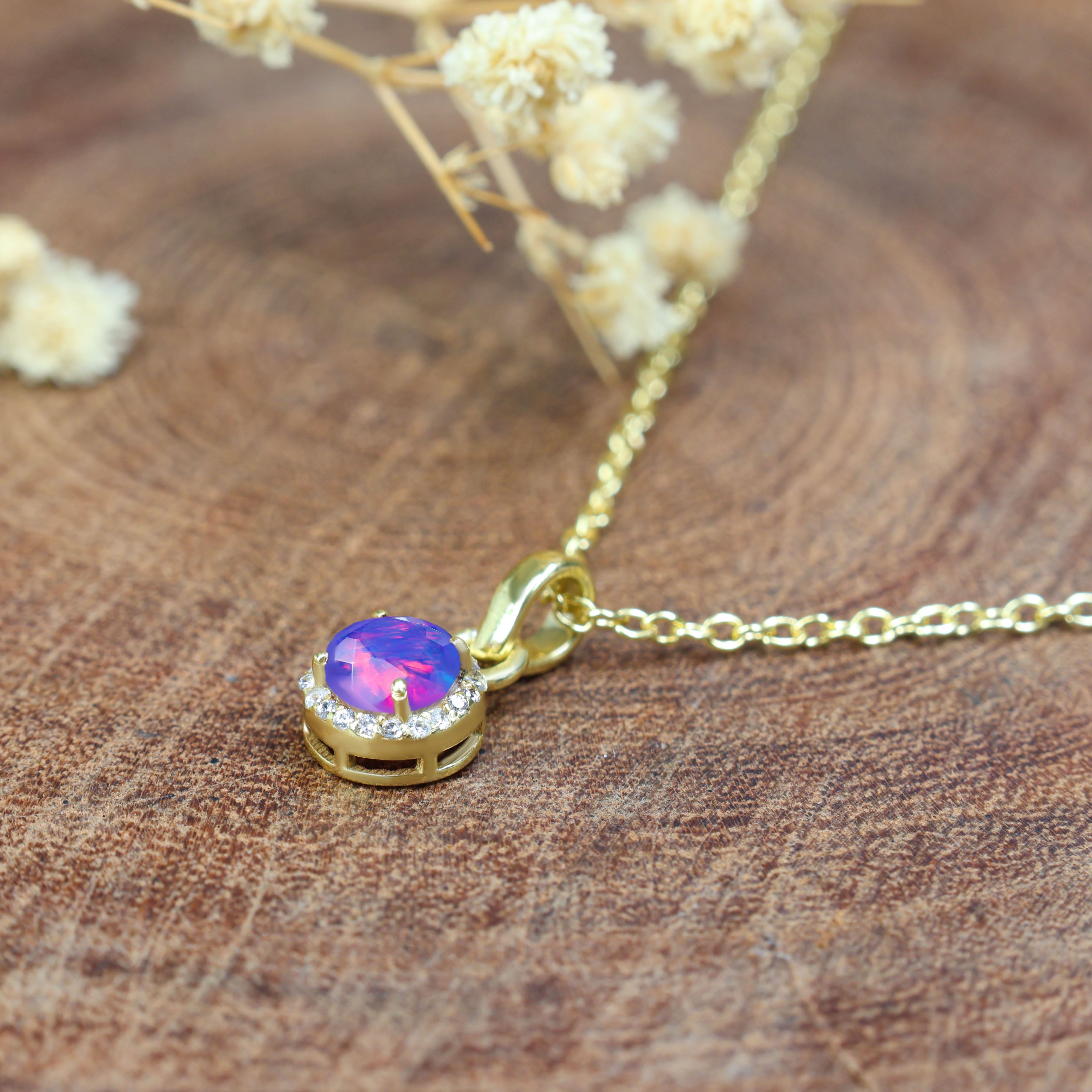 Lavender Opal Pendant Necklace4