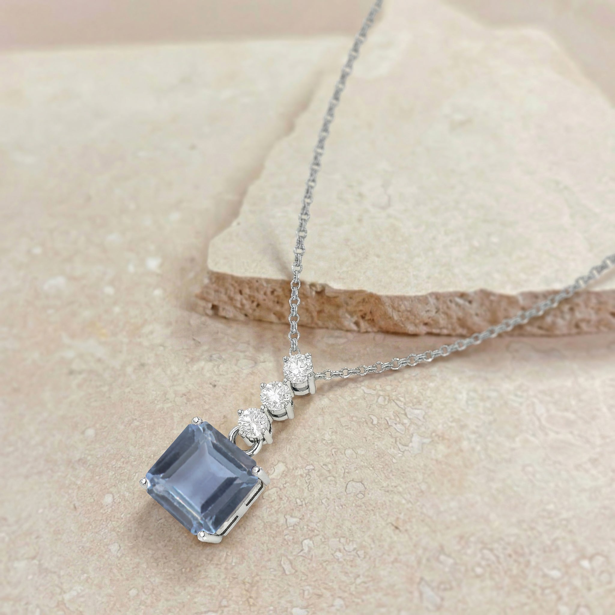Alexandrite Octagon Solitaire Pendant Necklace in 925 Sterling Silver 8 MM 2ct