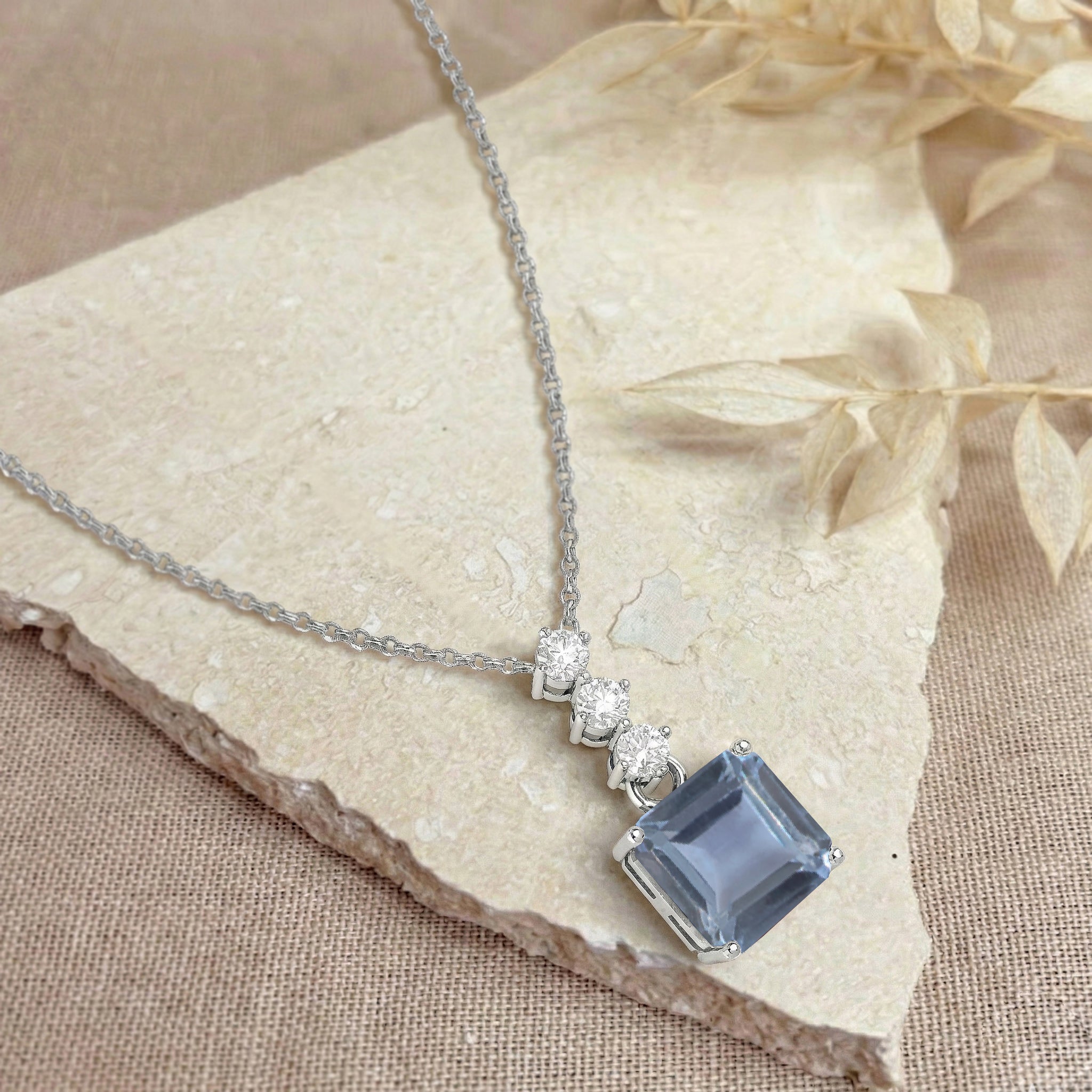 Alexandrite Octagon Solitaire Pendant Necklace in 925 Sterling Silver 8 MM 2ct