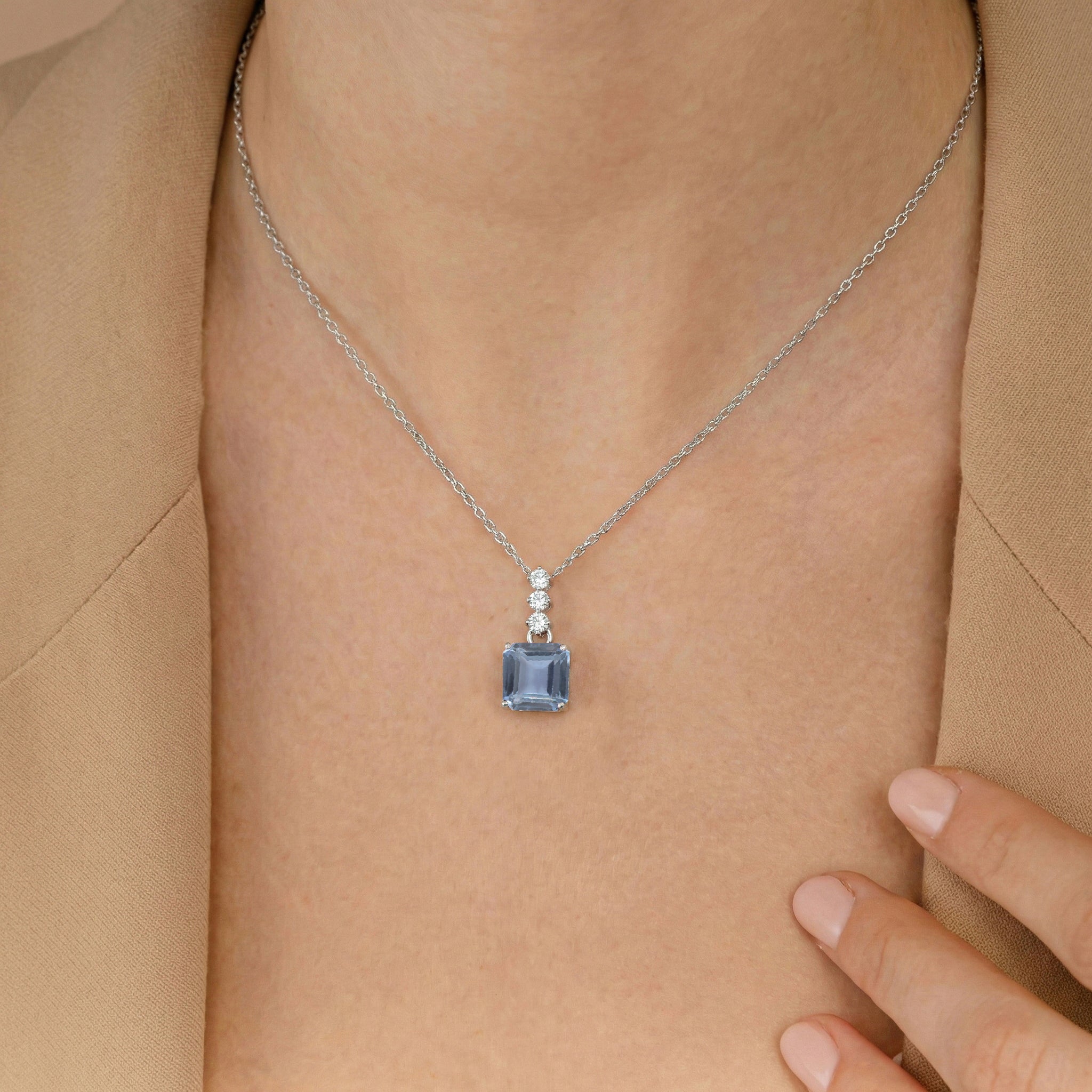 Alexandrite Octagon Solitaire Pendant Necklace in 925 Sterling Silver 8 MM 2ct