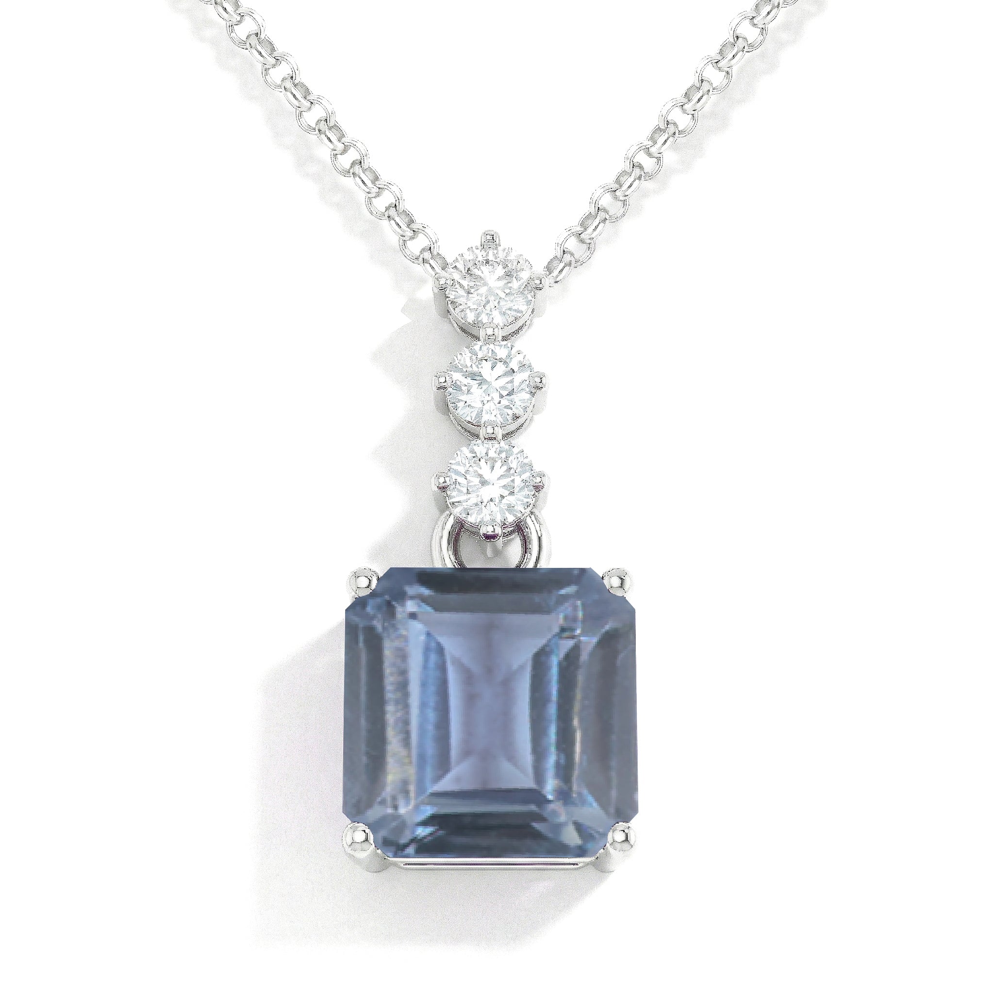 Alexandrite Octagon Solitaire Pendant Necklace in 925 Sterling Silver 8 MM 2ct