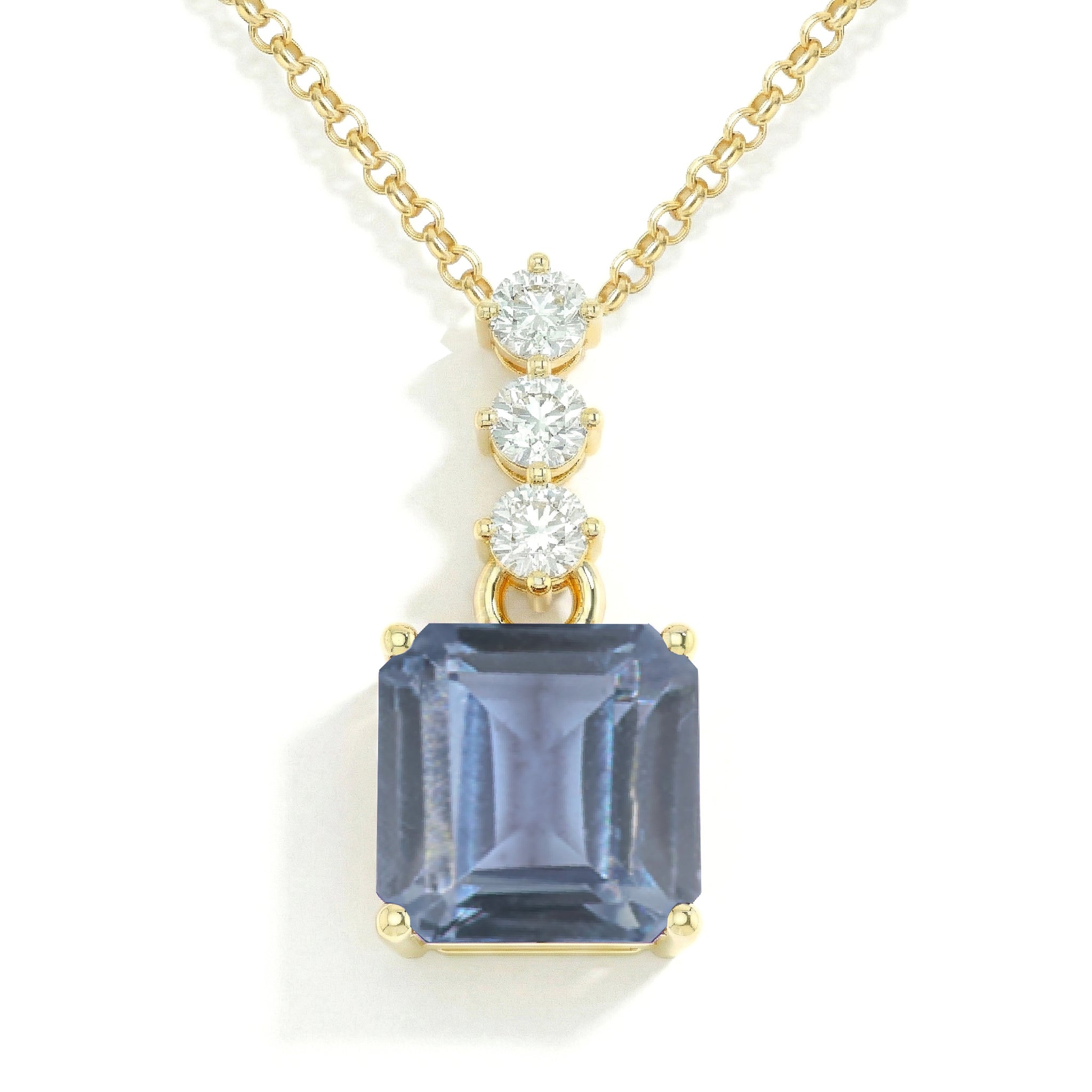 Alexandrite Octagon Solitaire Pendant Necklace in 925 Sterling Silver 8 MM 2ct
