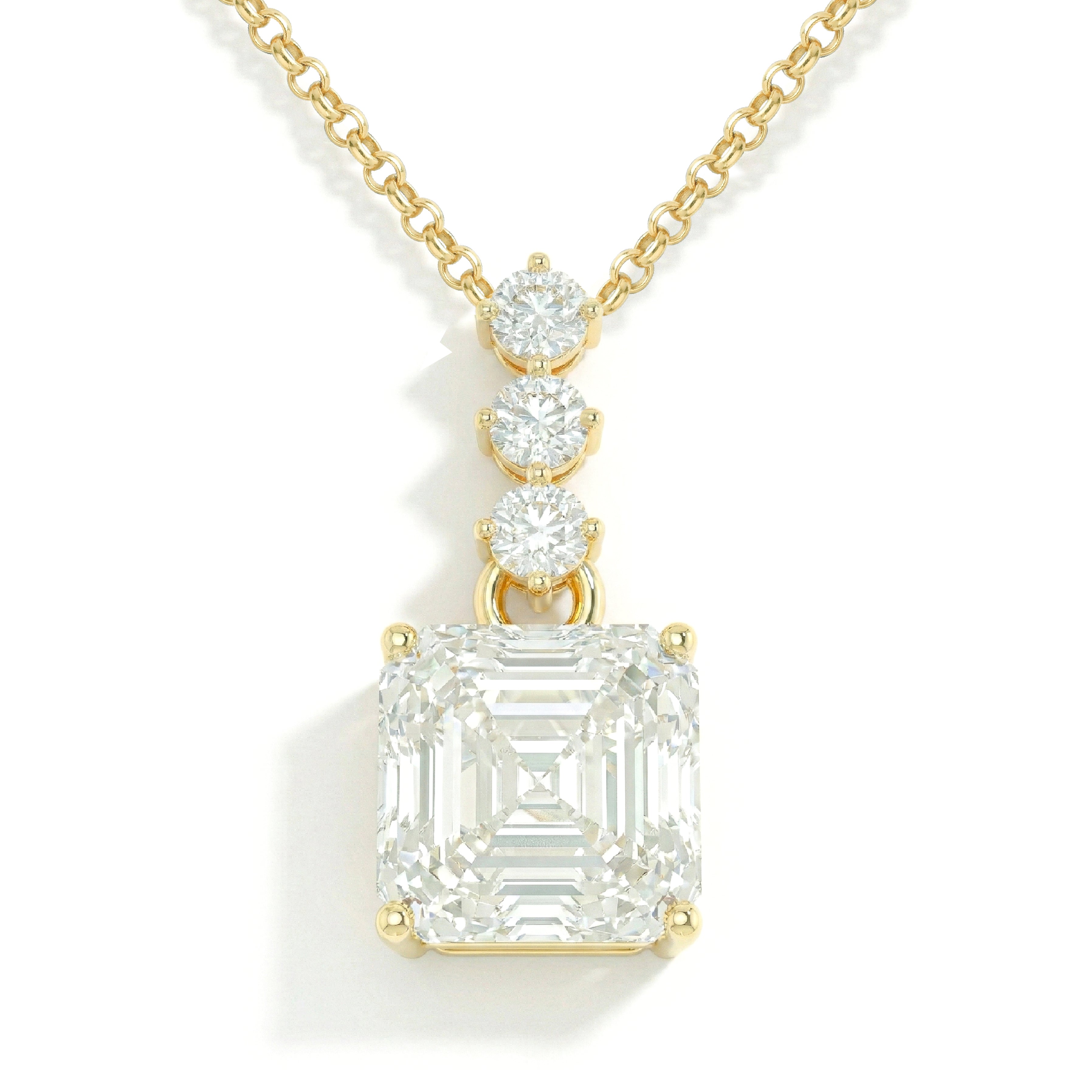 Simulated Diamond Octagon Solitaire Pendant Necklace in 925 Sterling Silver 8 MM 2ct