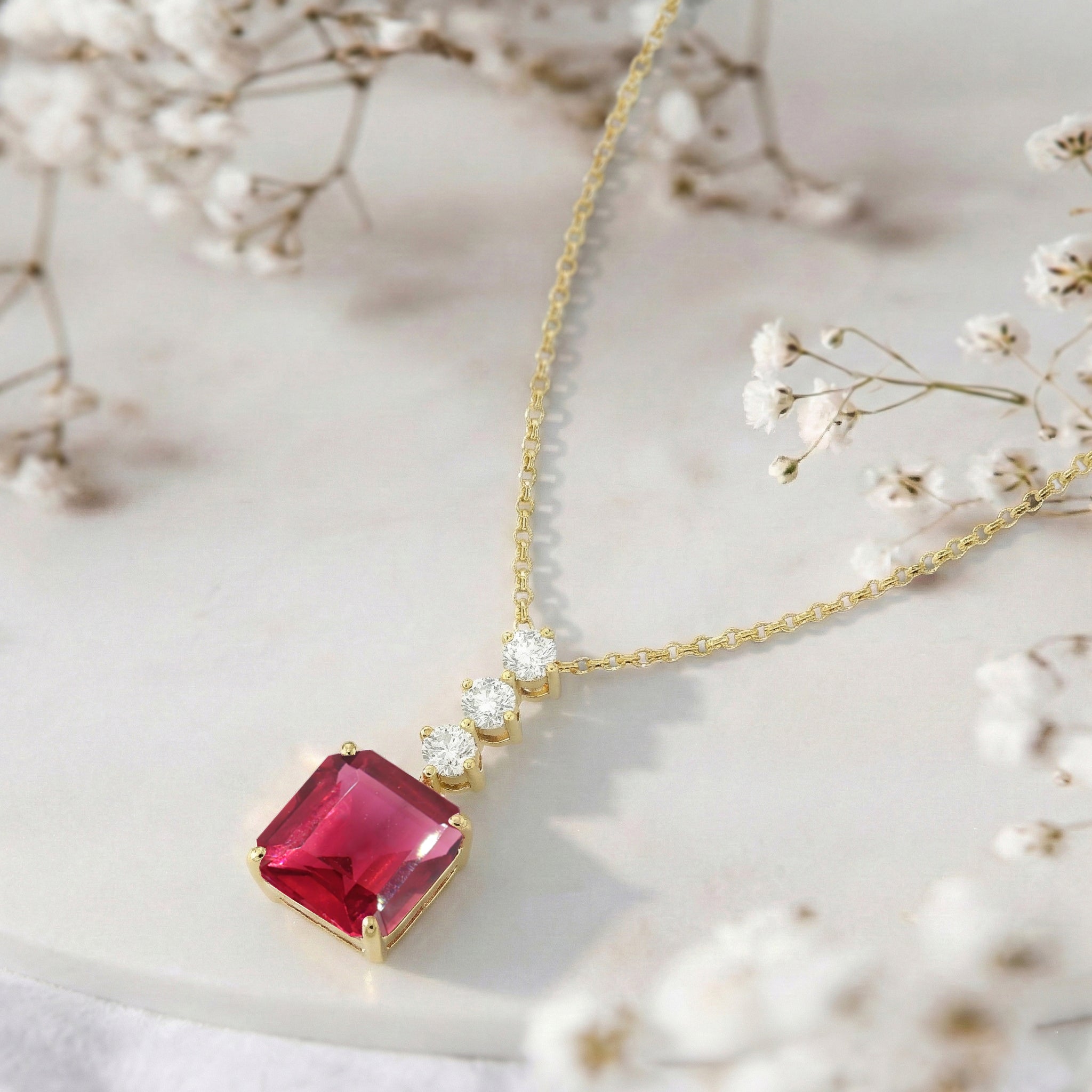 Pink Tourmaline Octagon Solitaire Pendant Necklace in 925 Sterling Silver 8 MM 2ct