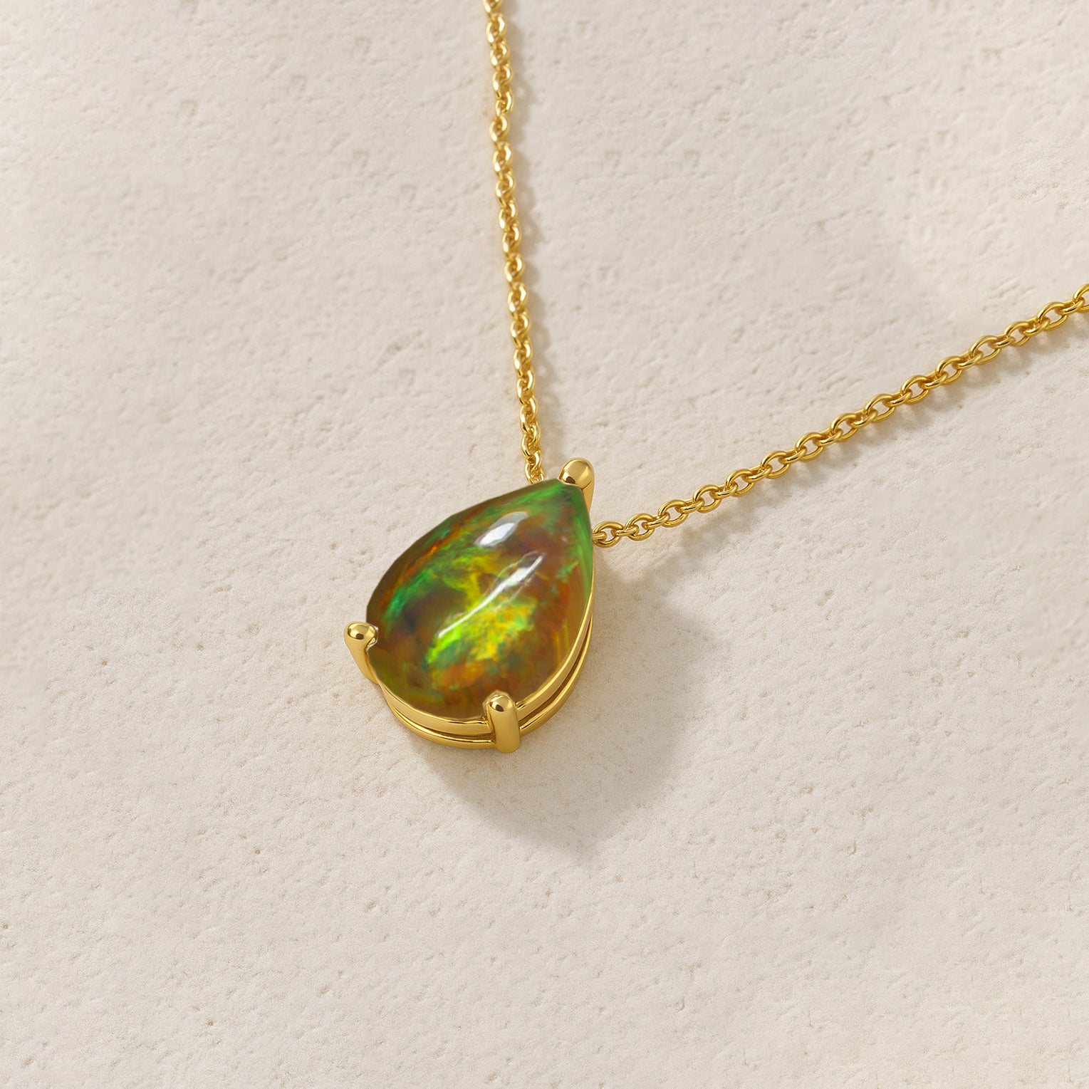 Black Opal Pear Stone Pendant Necklace in 925 Sterling Silver