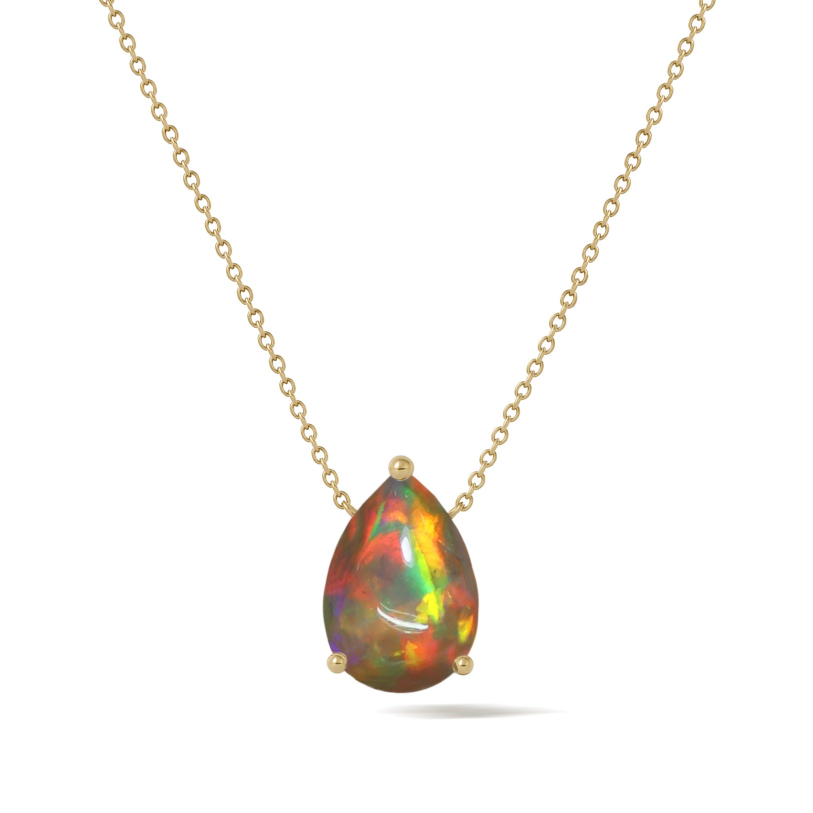 Black Opal Pear Stone Pendant Necklace in 925 Sterling Silver