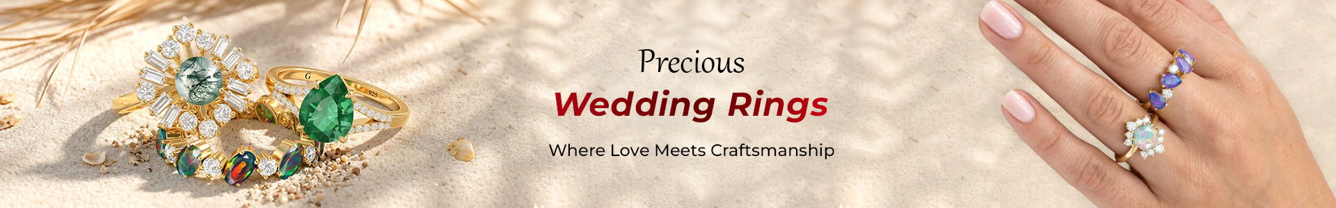 Desktop banner displaying timeless wedding ring collection