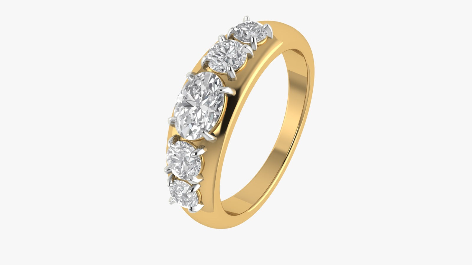 Lab Grown Diamond Engagement Wedding Band Ring in 18K Yellow Gold 2.5 Ct