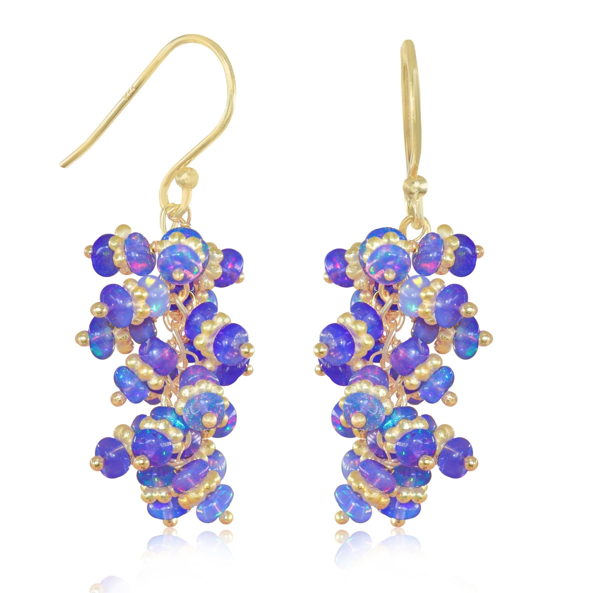 AAA Lavender Opal Beads Chakri Style Cluster Earrings - Goodstone Jewels
