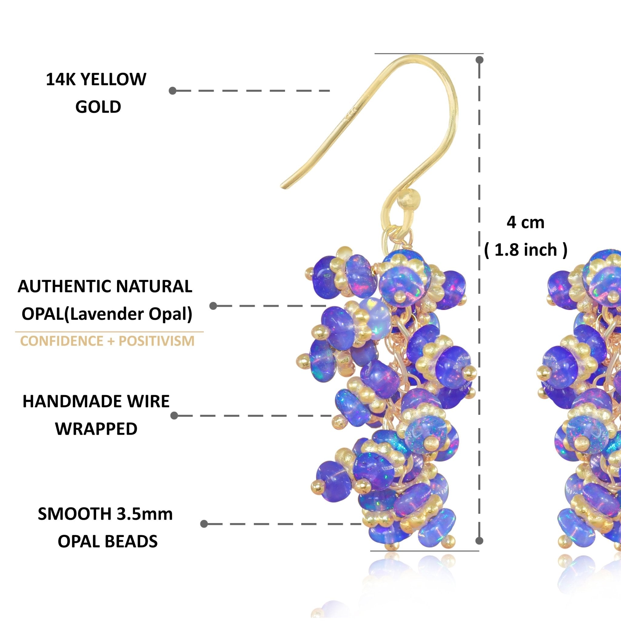 AAA Lavender Opal Beads Chakri Style Cluster Earrings - Goodstone Jewels