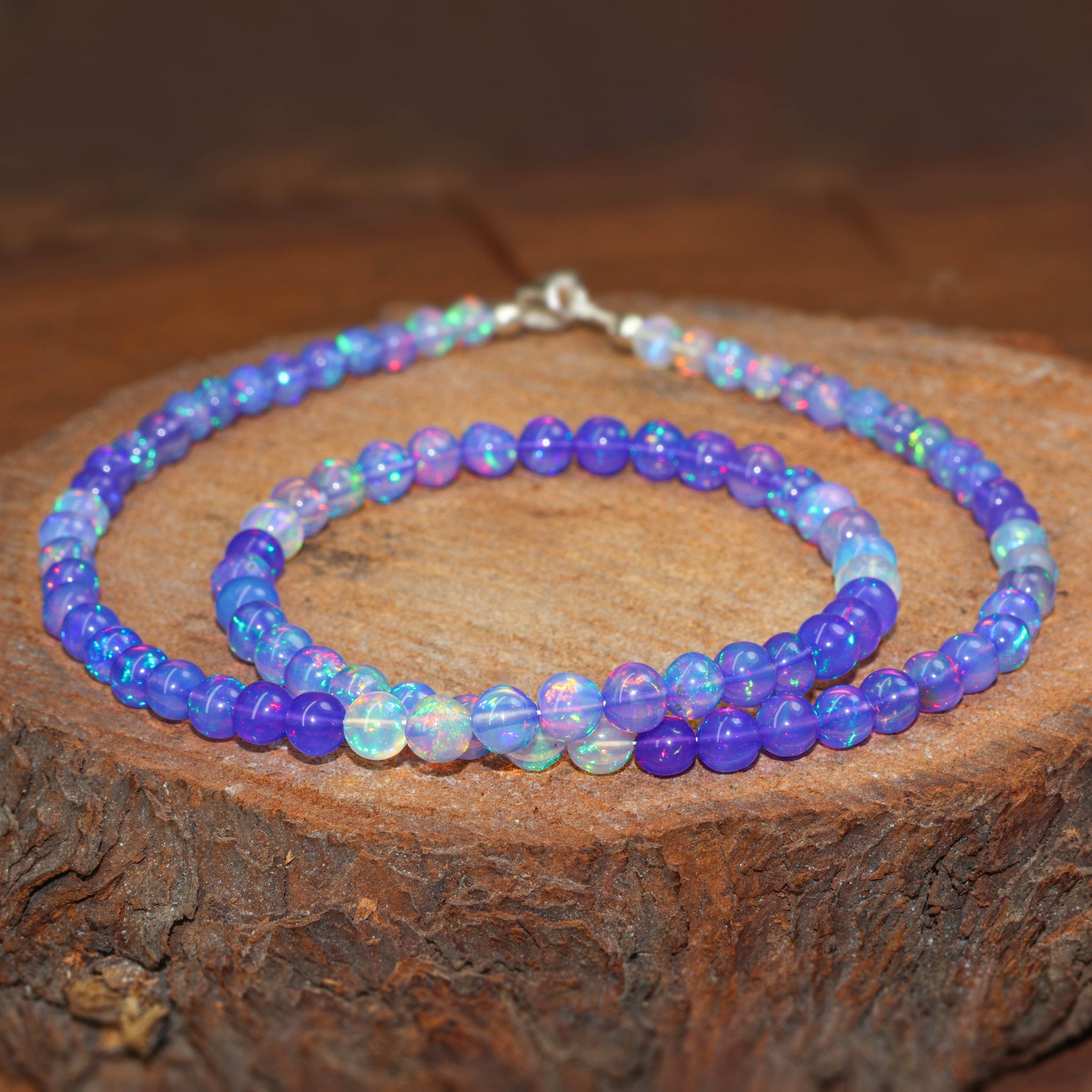 AAA Lavender Opal Round Gemstone Shaded Necklace - Goodstone Jewels