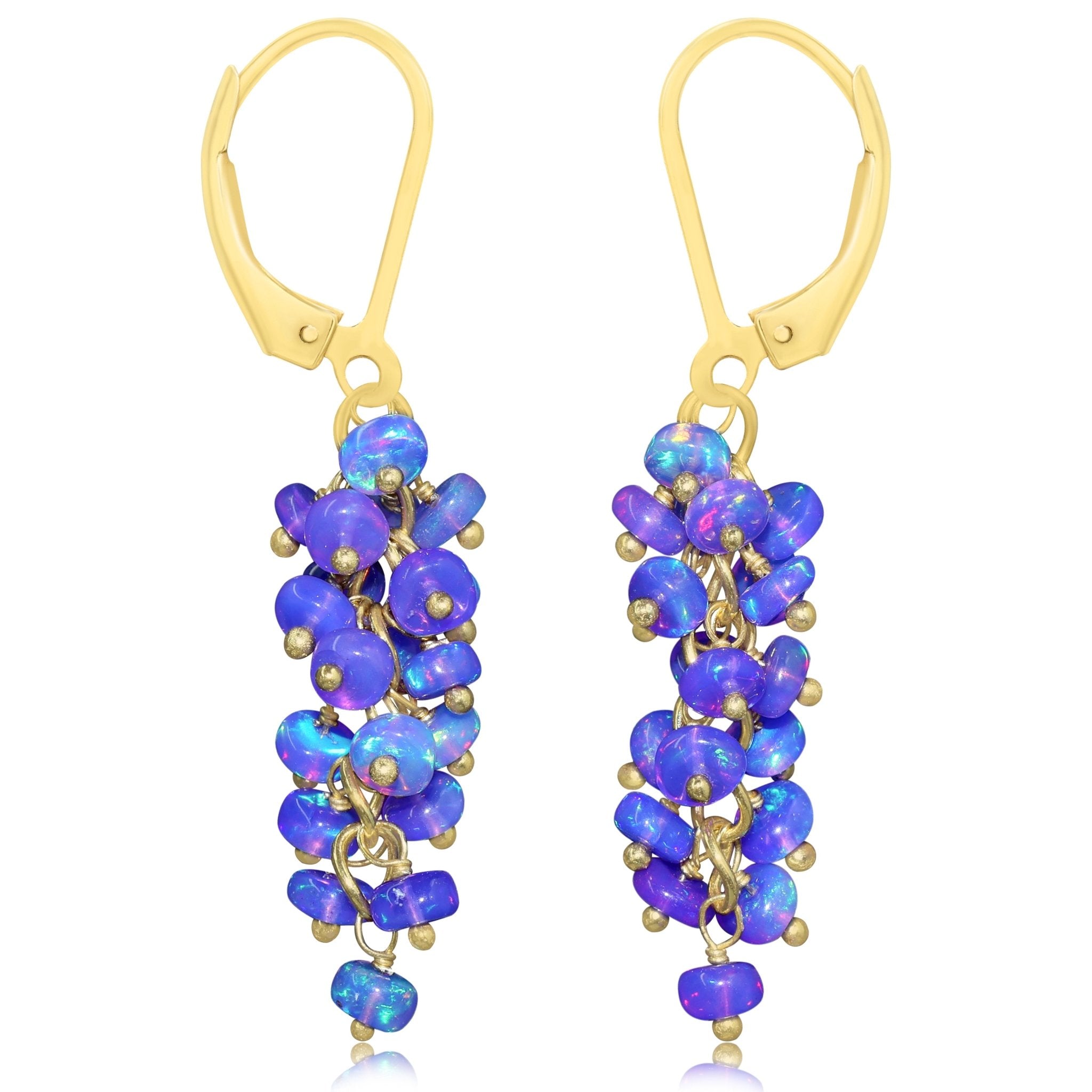 AAA Lavender Opal Smooth Beads Cluster Earrings for Her - Goodstone Jewels
