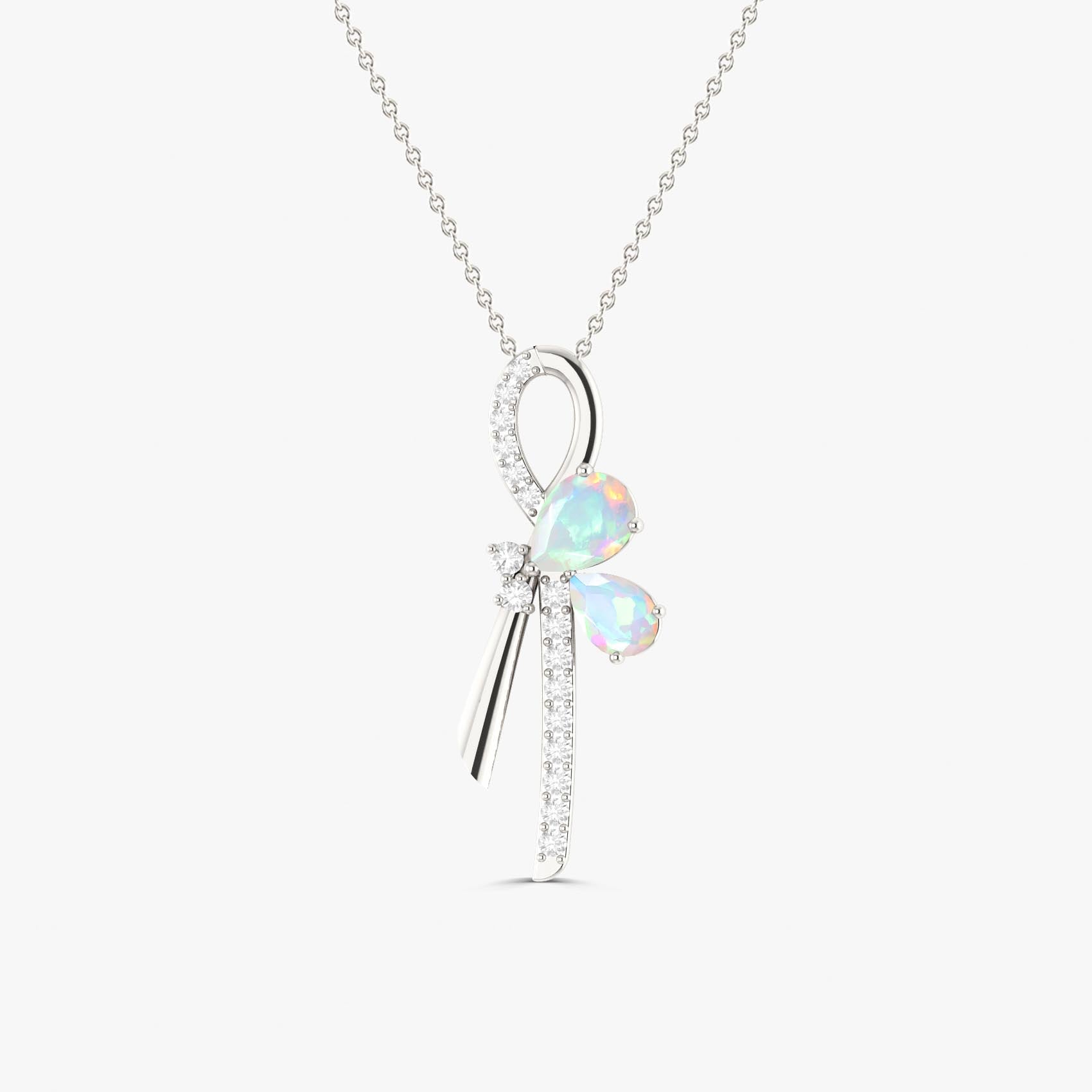 Authentic White Opal Pendant in Pearl Shape Necklace - Goodstone Jewels