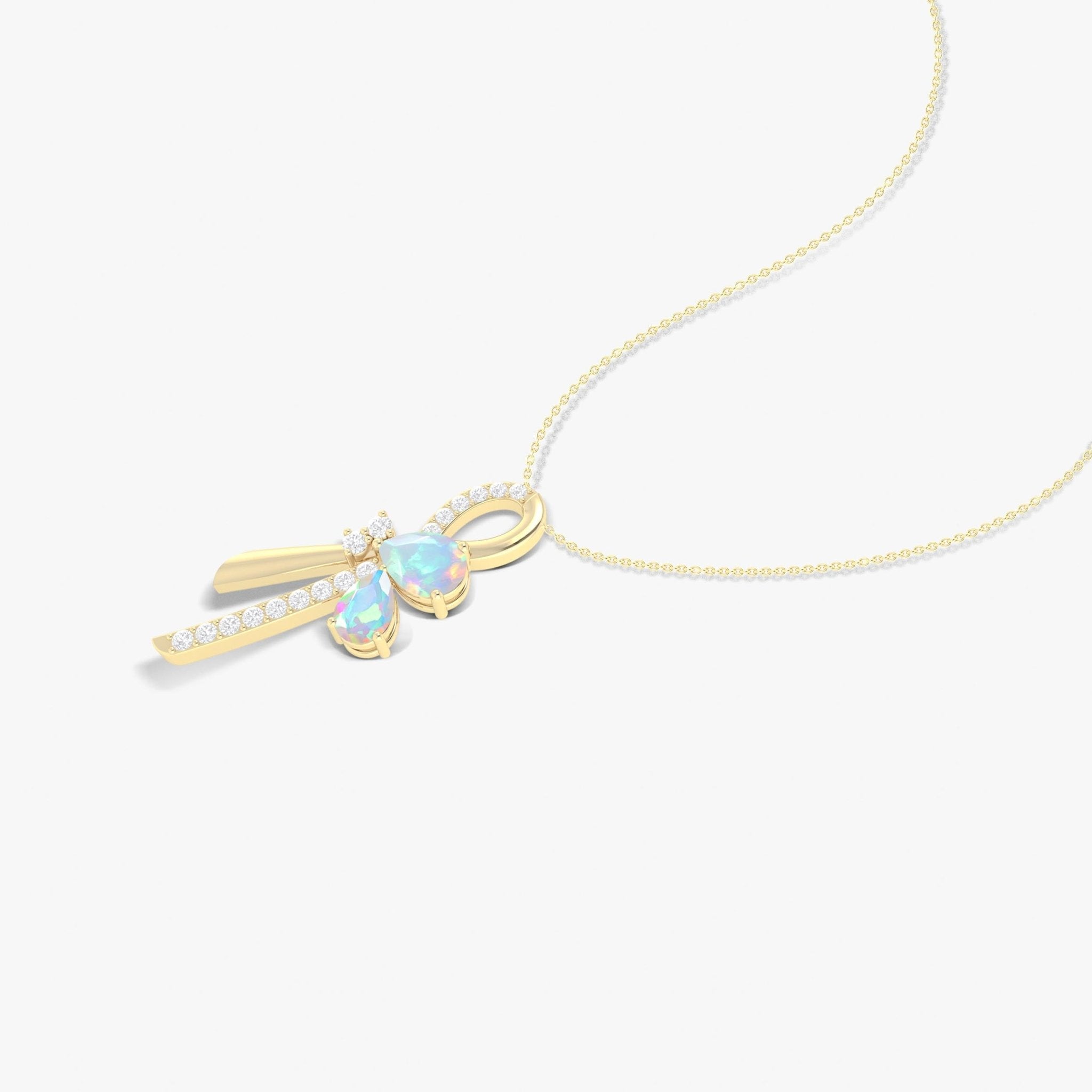 Authentic White Opal Pendant in Pearl Shape Necklace - Goodstone Jewels