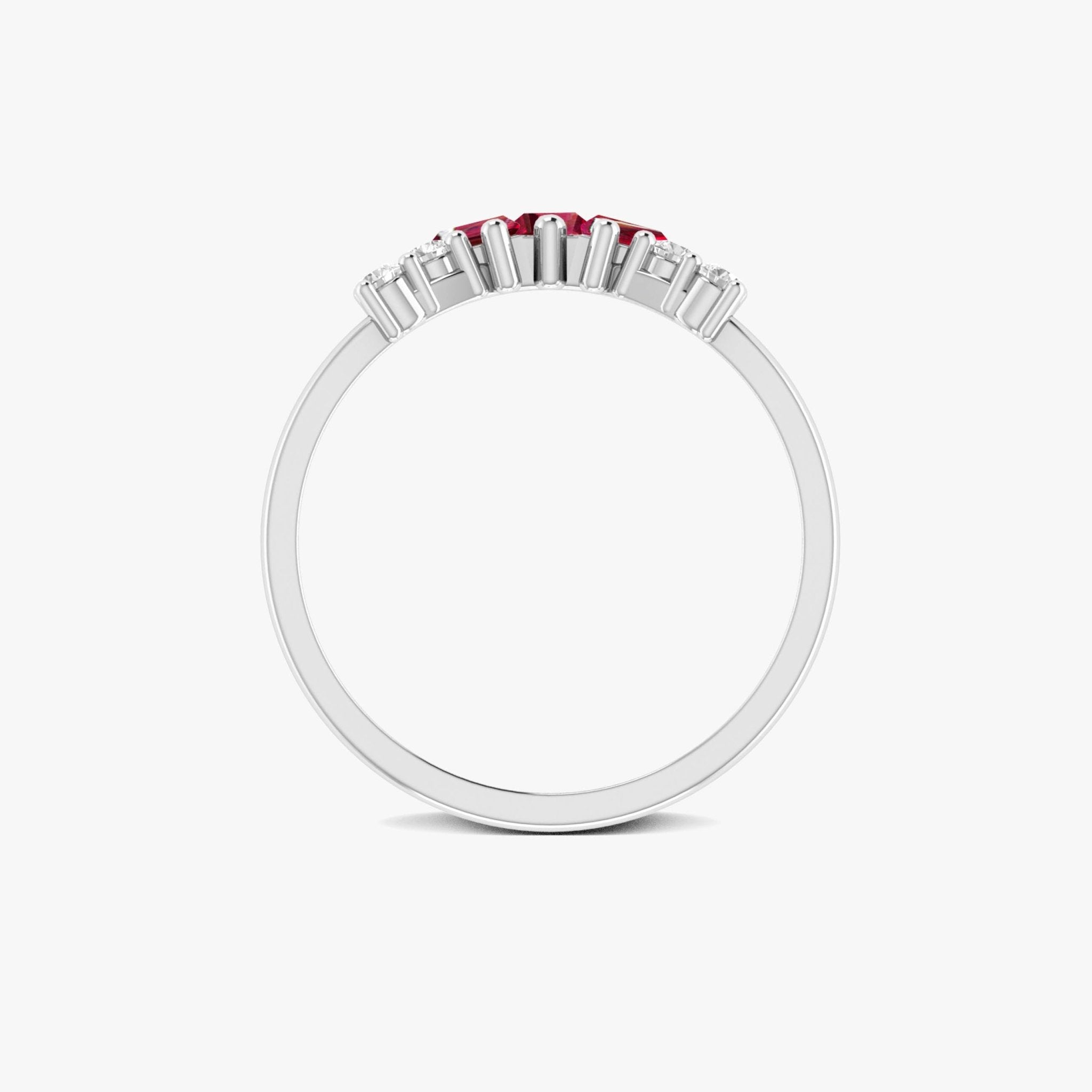 Baguette Ruby With CZ Accents Ring - Goodstone Jewels