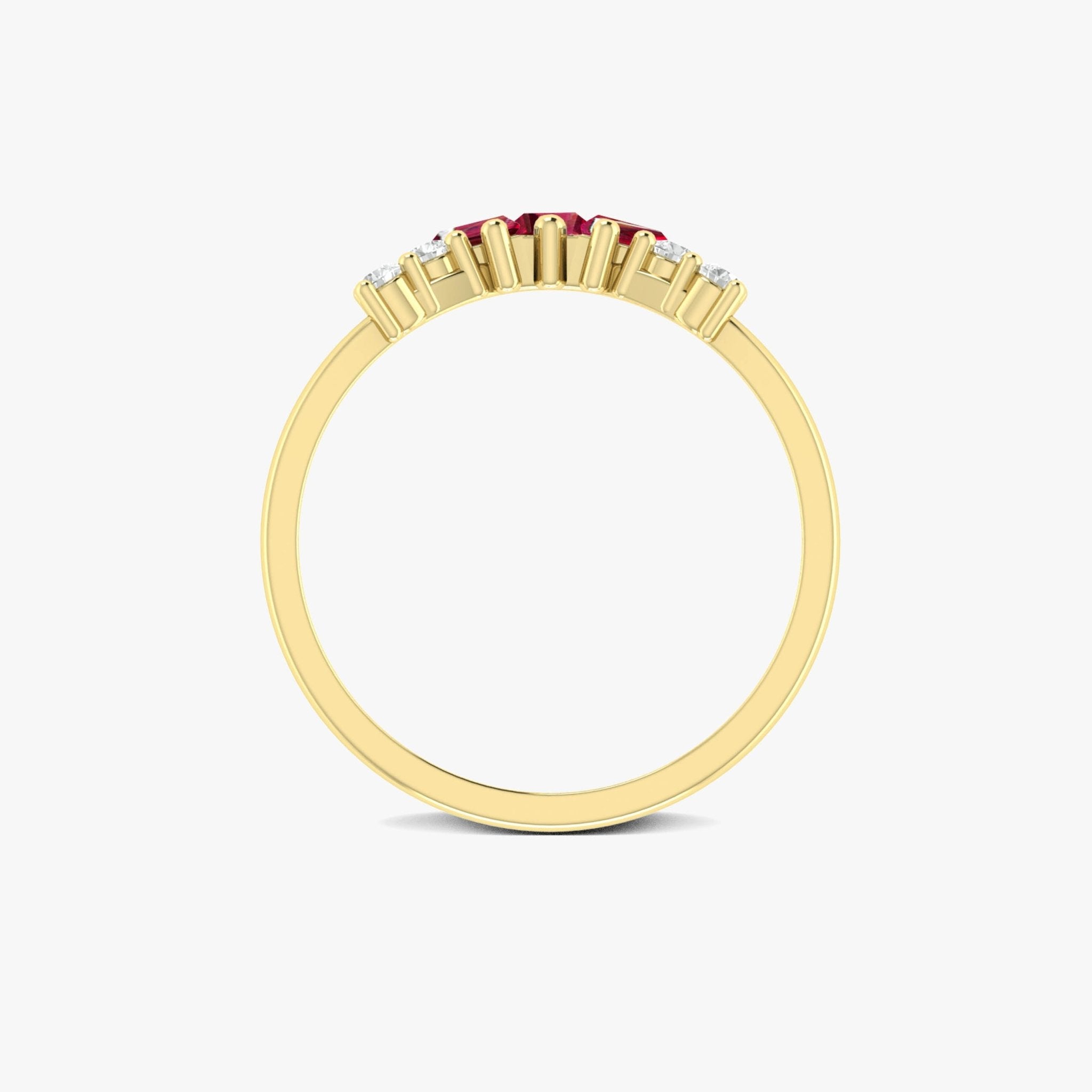 Baguette Ruby With CZ Accents Ring - Goodstone Jewels