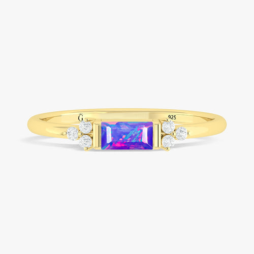 Lavender Opal Designer Ring - Sterling Silver & Gold Filled