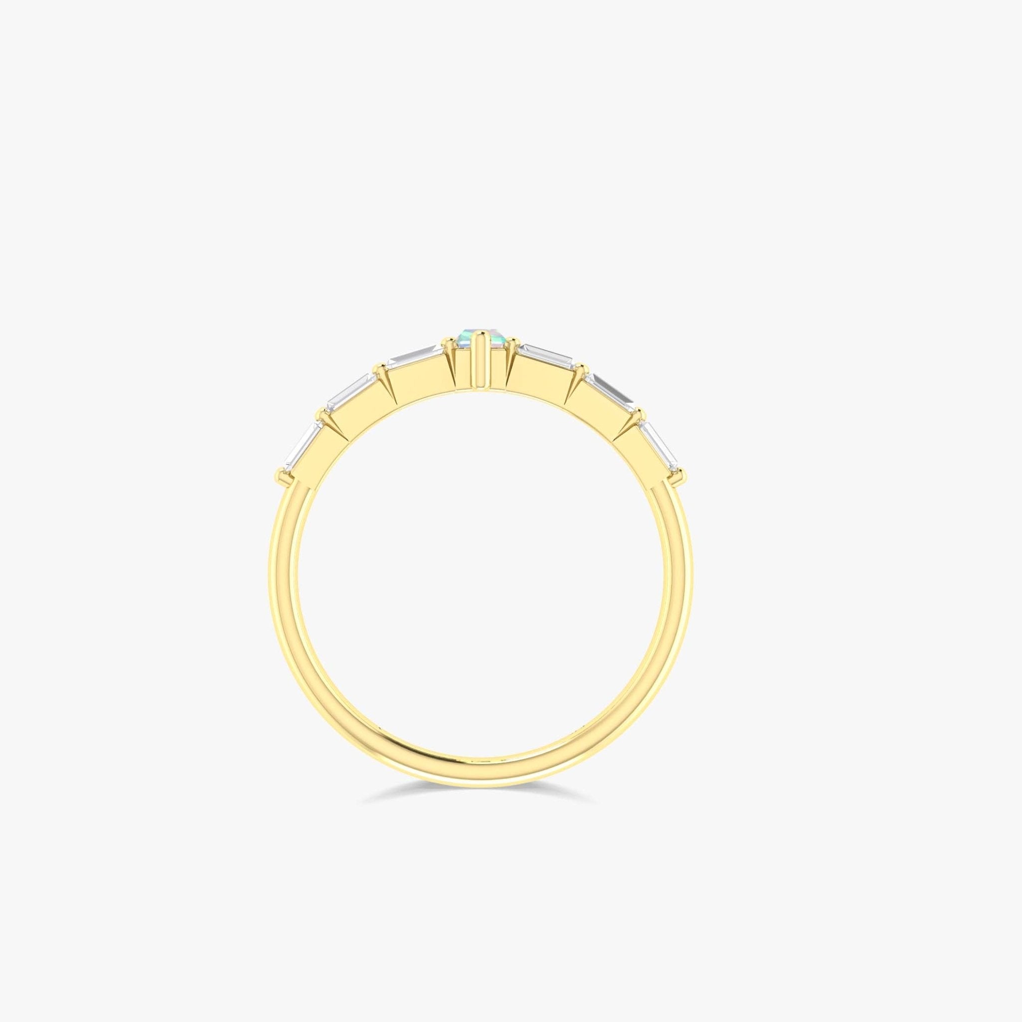 Baguette White Opal & Zircon Ring - Goodstone Jewels