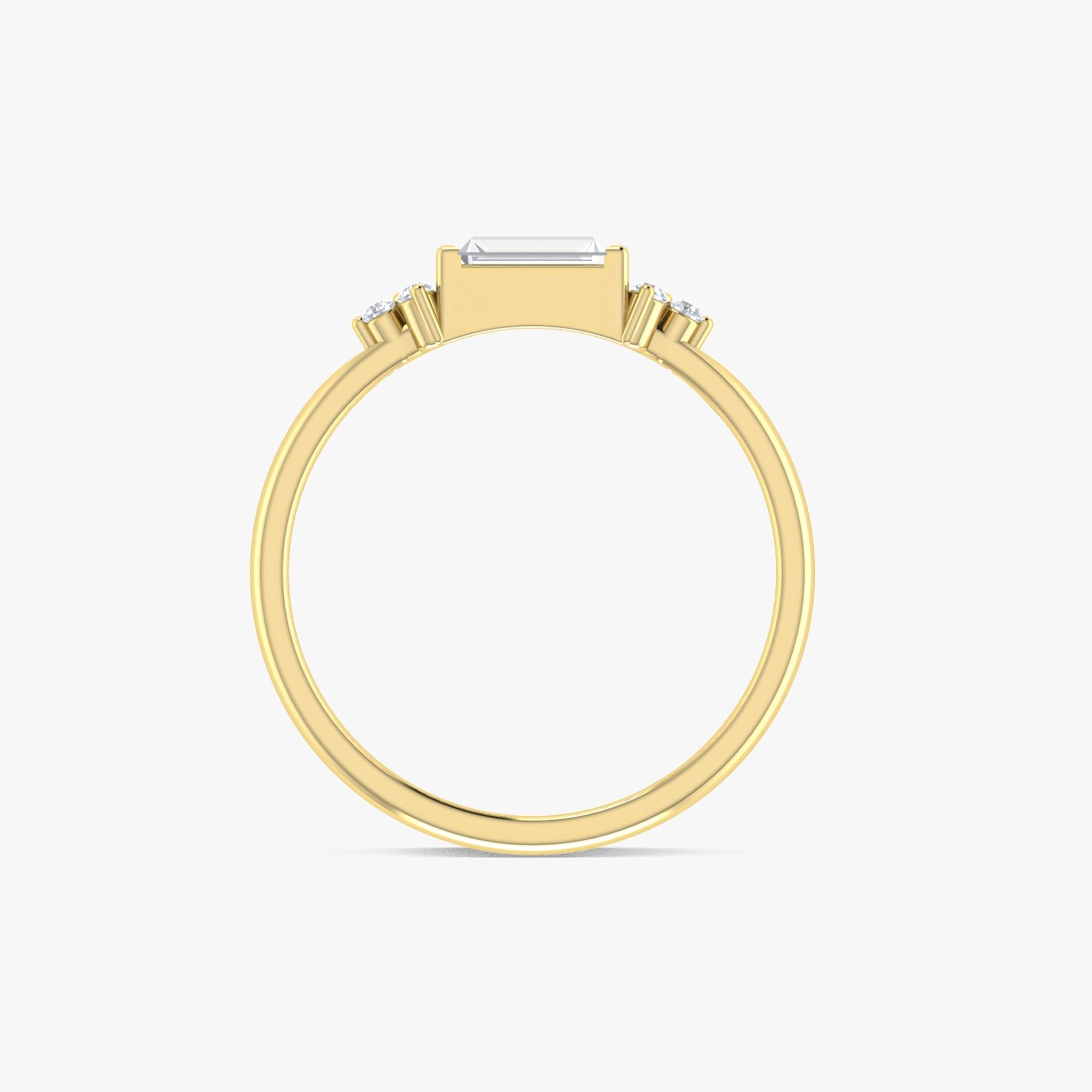 Baguette & Zircon Solitary with Round Cut Ring - Goodstone Jewels