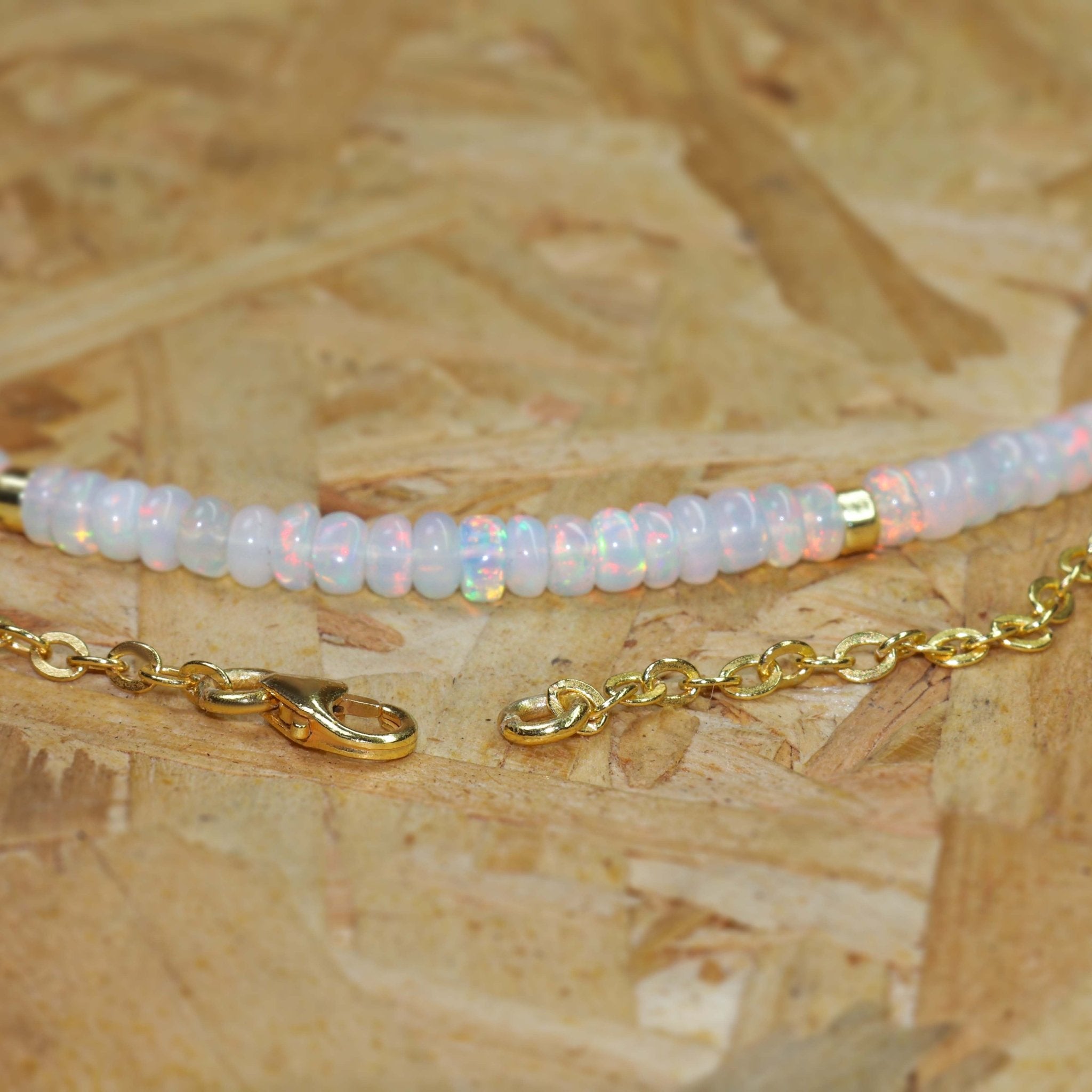 Beaded Chain Choker Necklace Natural White Opal - Goodstone Jewels