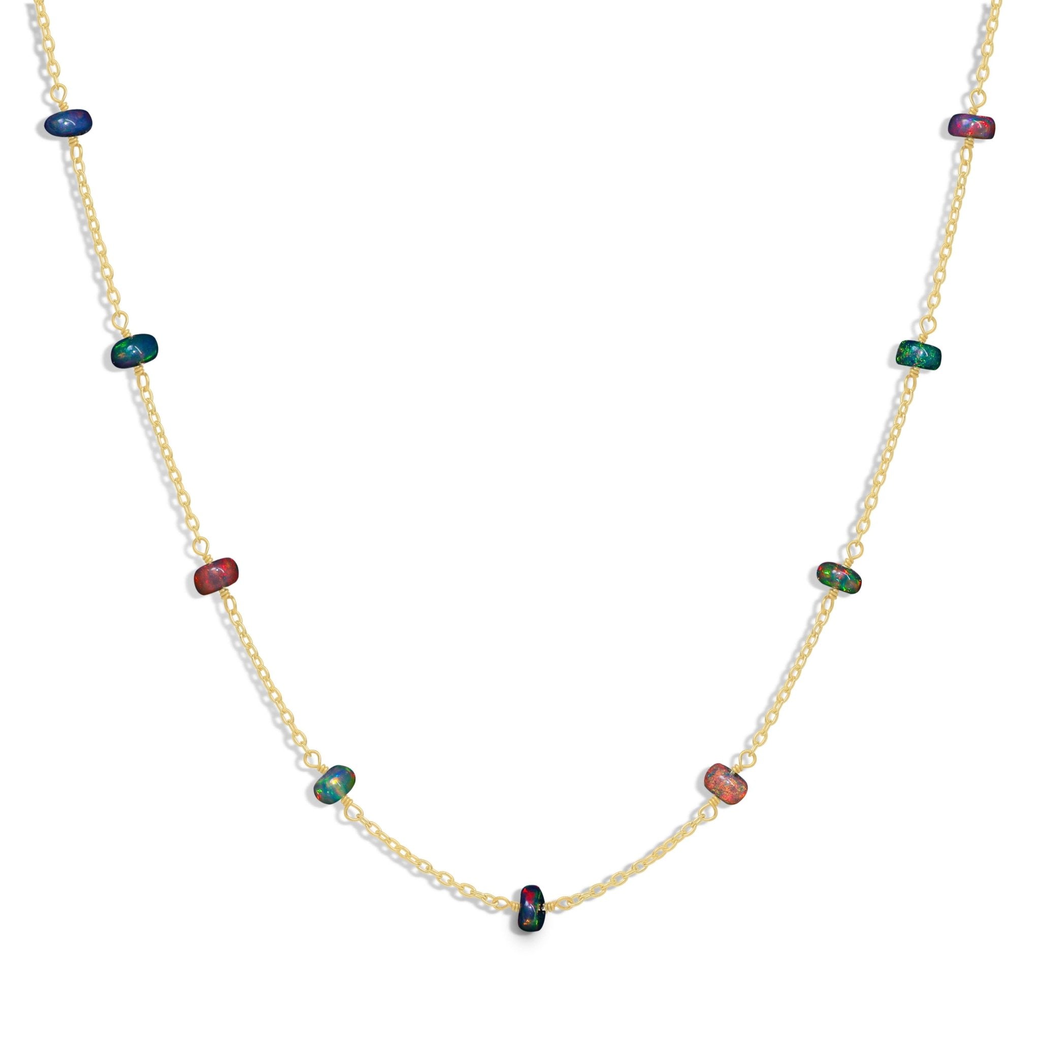 Beaded Chain Necklace for Women Natural Black Opal - Goodstone Jewels