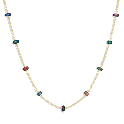 Beaded Chain Necklace for Women Natural Black Opal