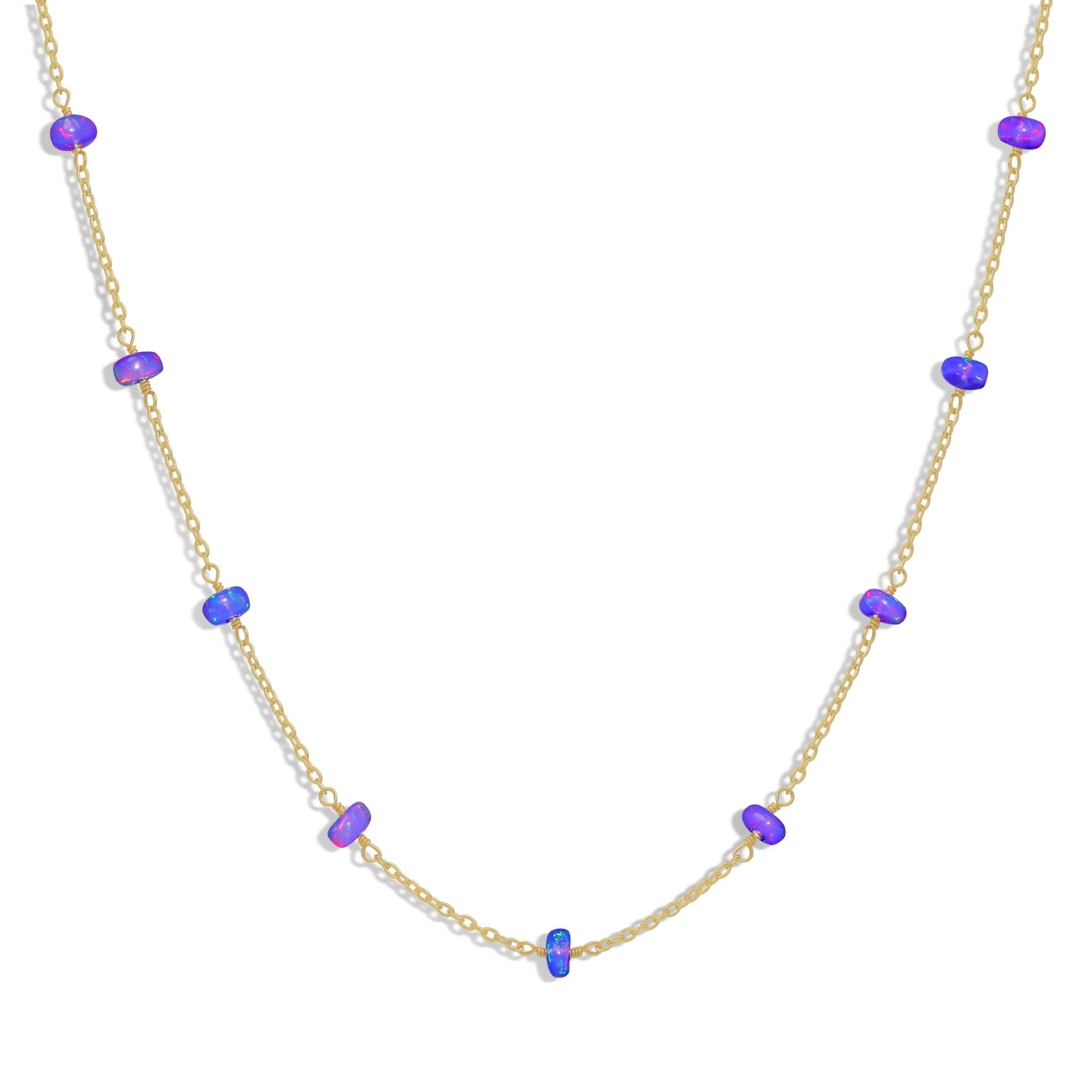 Natural Beaded Lavender Opal necklace Chain for Women