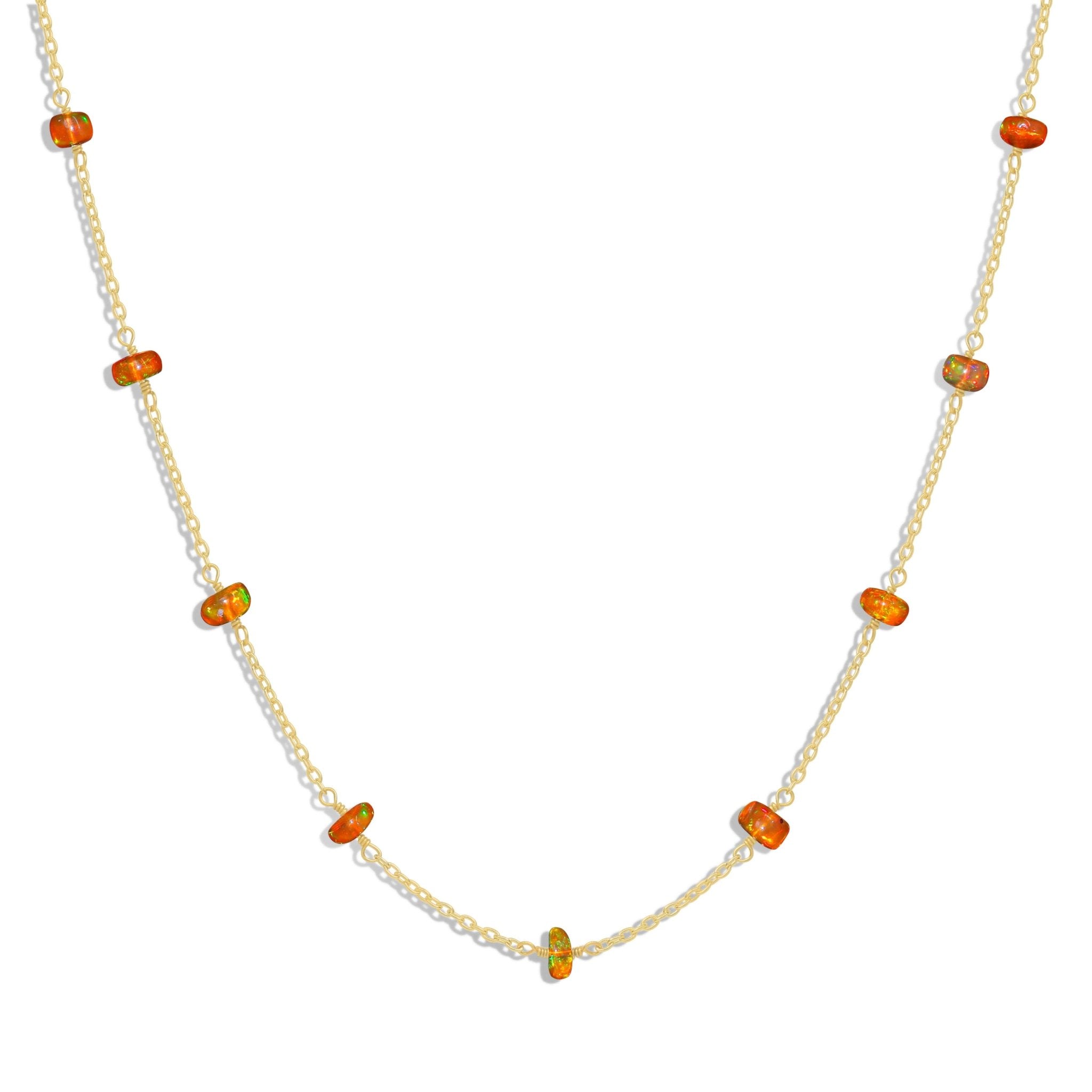 Beaded Chain Necklace for Women Natural Orange Opal - Goodstone Jewels