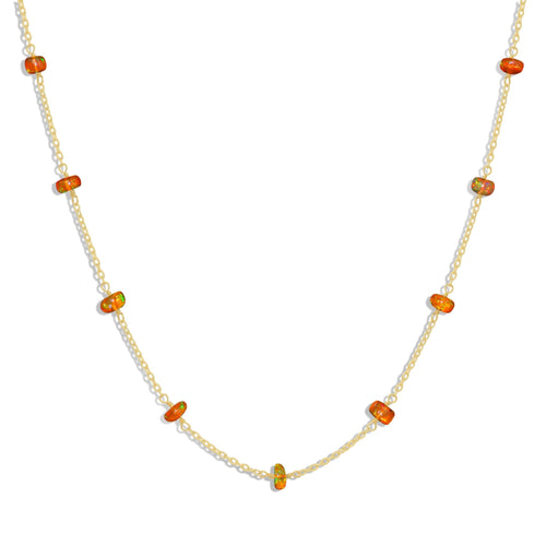 Beaded Chain Necklace for Women Natural Orange Opal