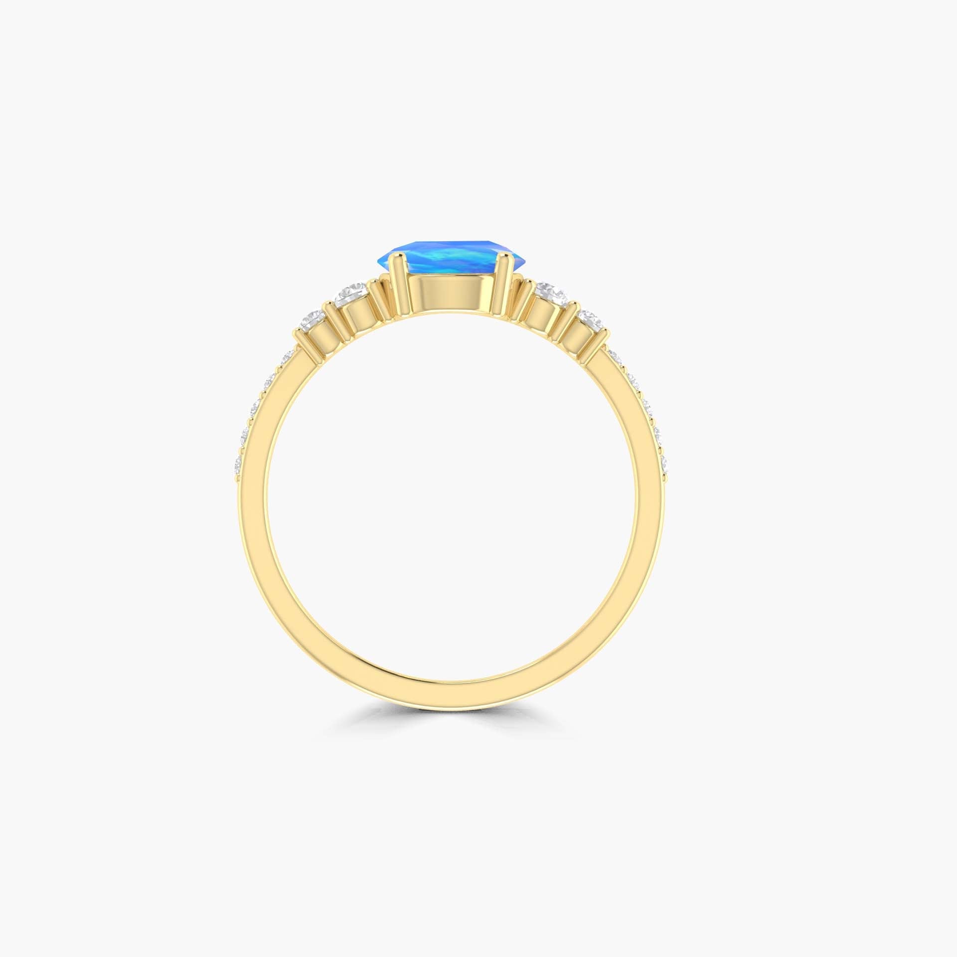 Beautiful fire round Blue Ethiopian opal Engagement ring - Goodstone Jewels