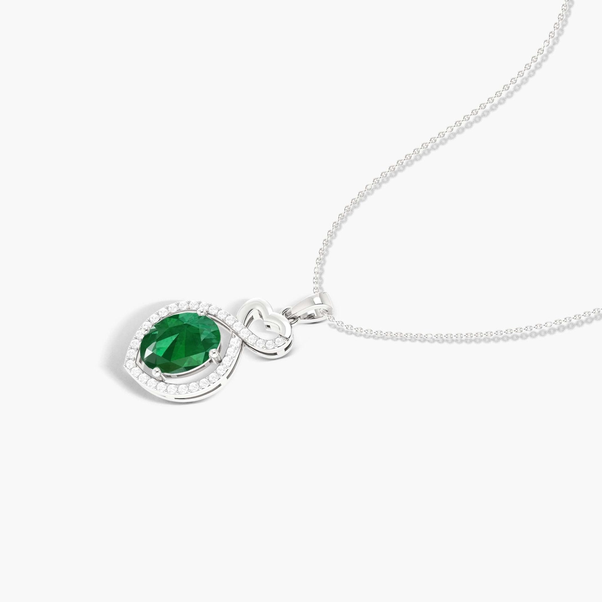 Beautiful Infinity Pendant Emerald Halo Design - Goodstone Jewels