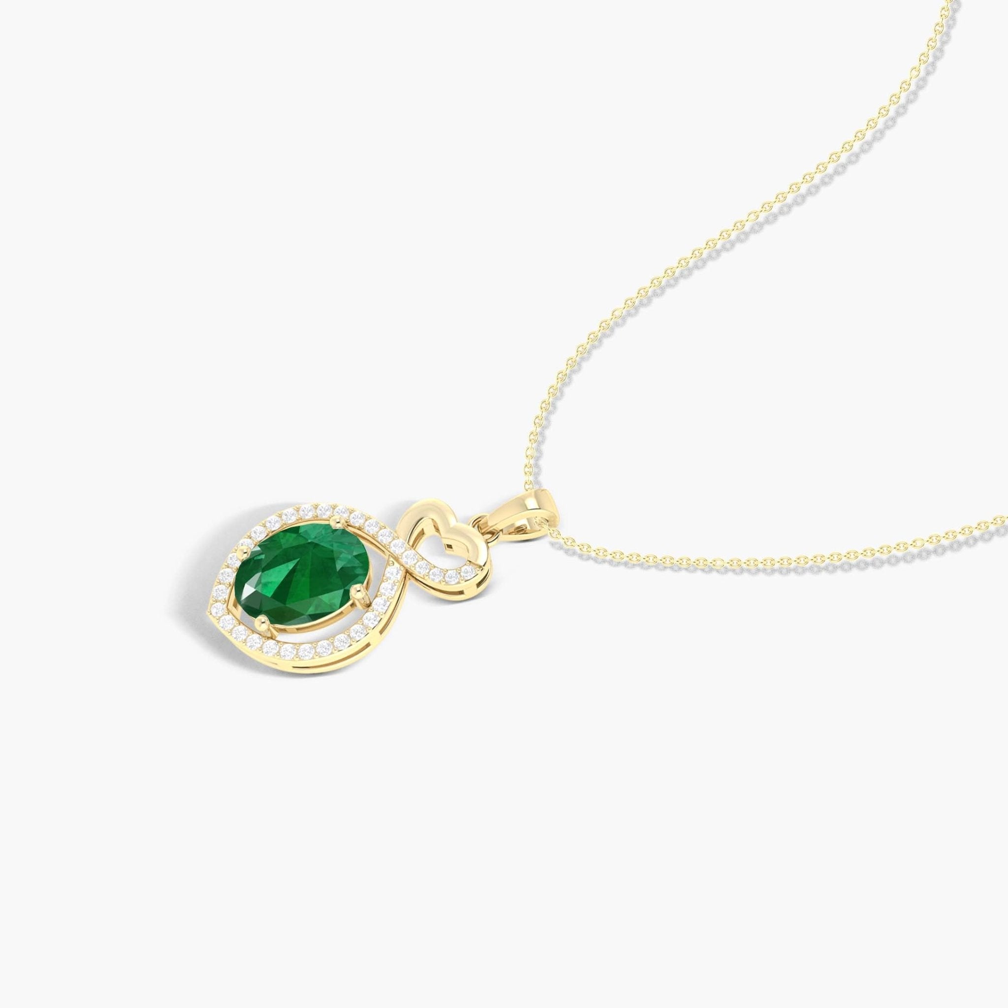 Beautiful Infinity Pendant Emerald Halo Design - Goodstone Jewels