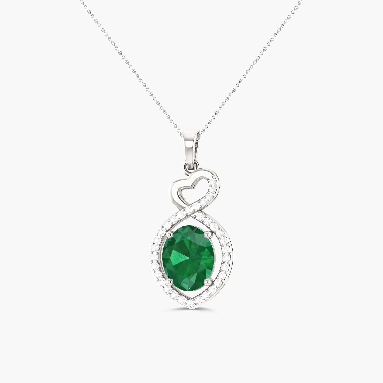 Beautiful Infinity Pendant Emerald Halo Design - Goodstone Jewels