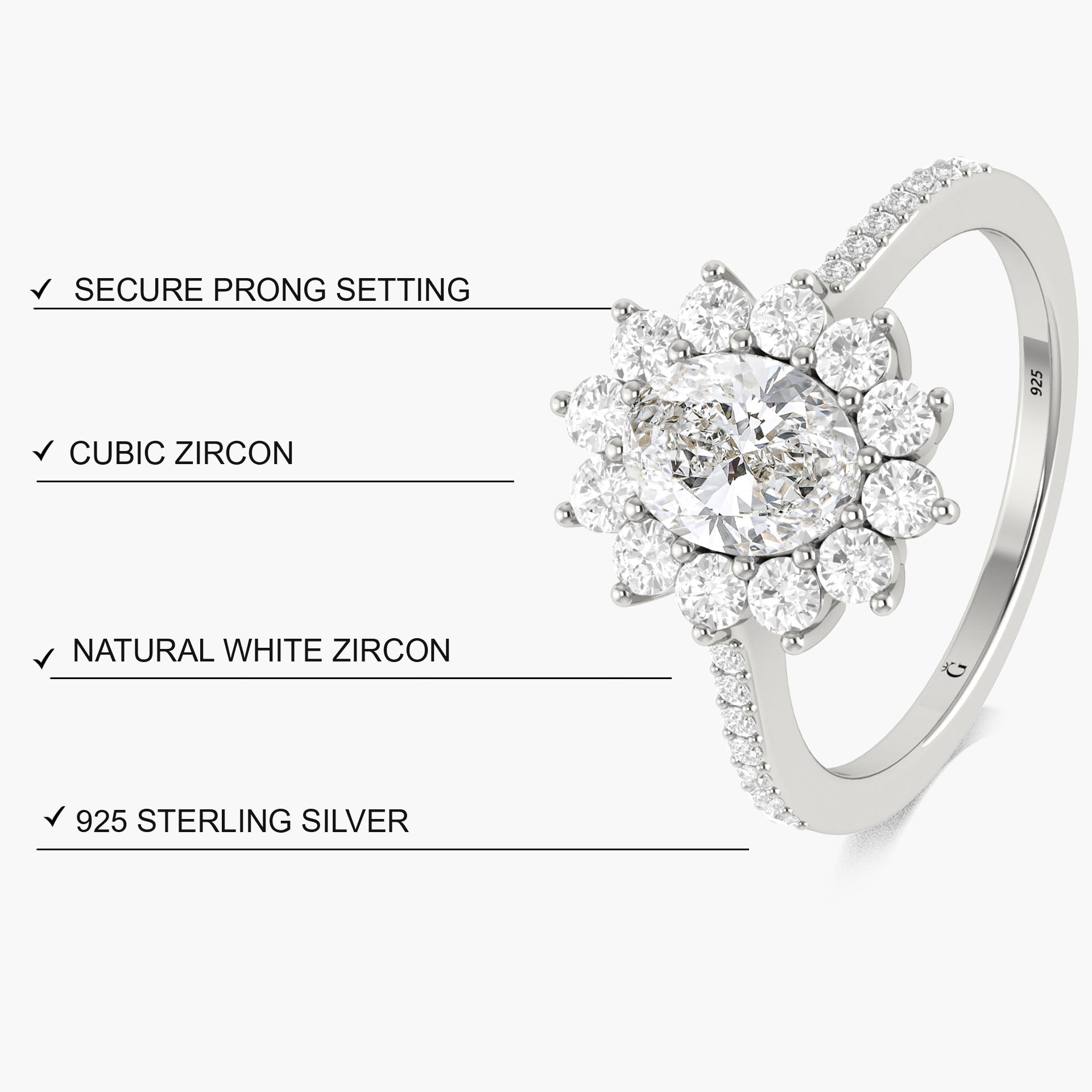 Beautiful sparkle Oval Cubic Zirconia unique design ring - Goodstone Jewels