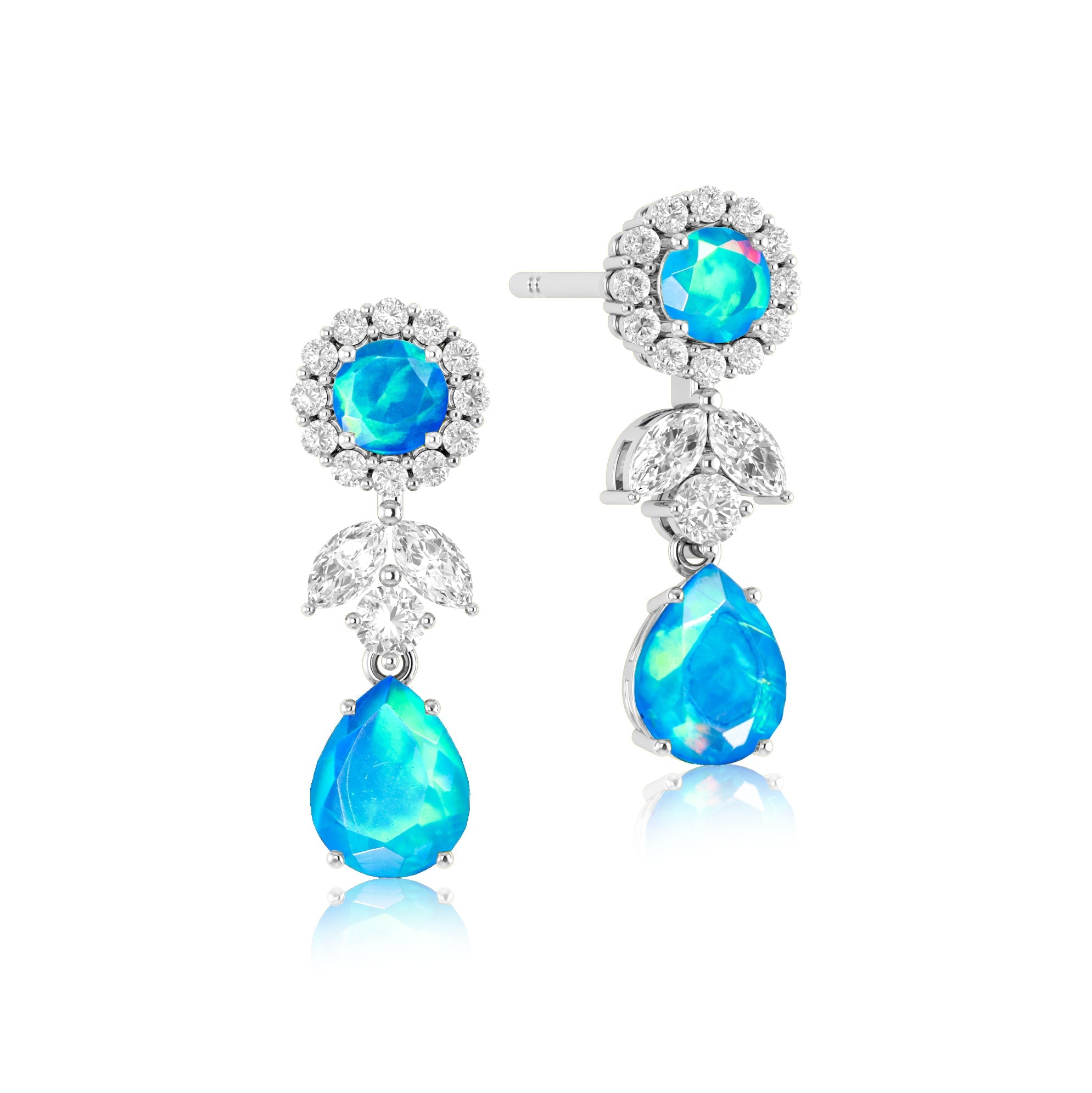 Black Fire Dual Opal Drop and Stud Earring - Goodstone Jewels
